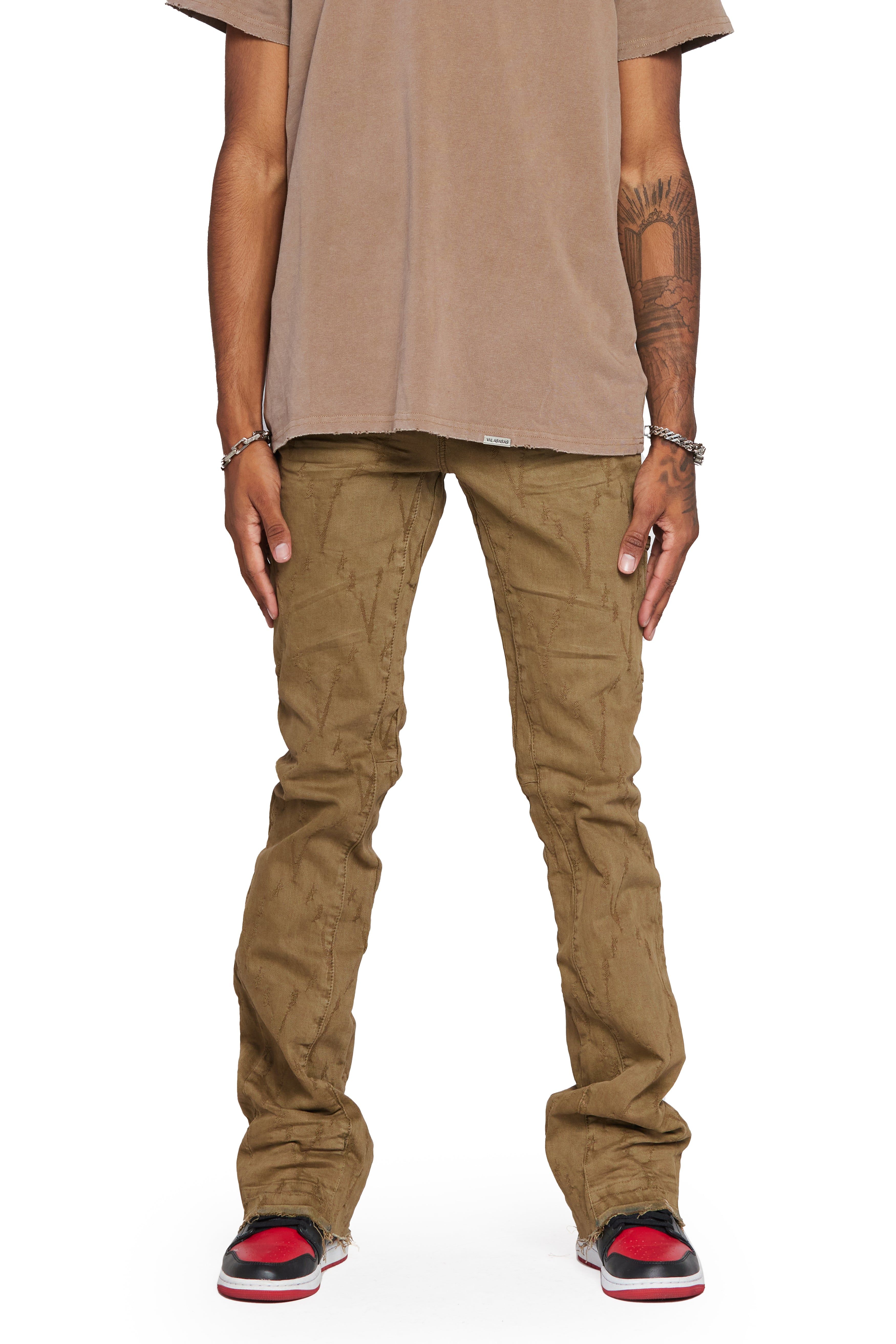 "VLOVE" BROWN STACKED FLARE JEAN sold by valabasas product image thumbnail 2