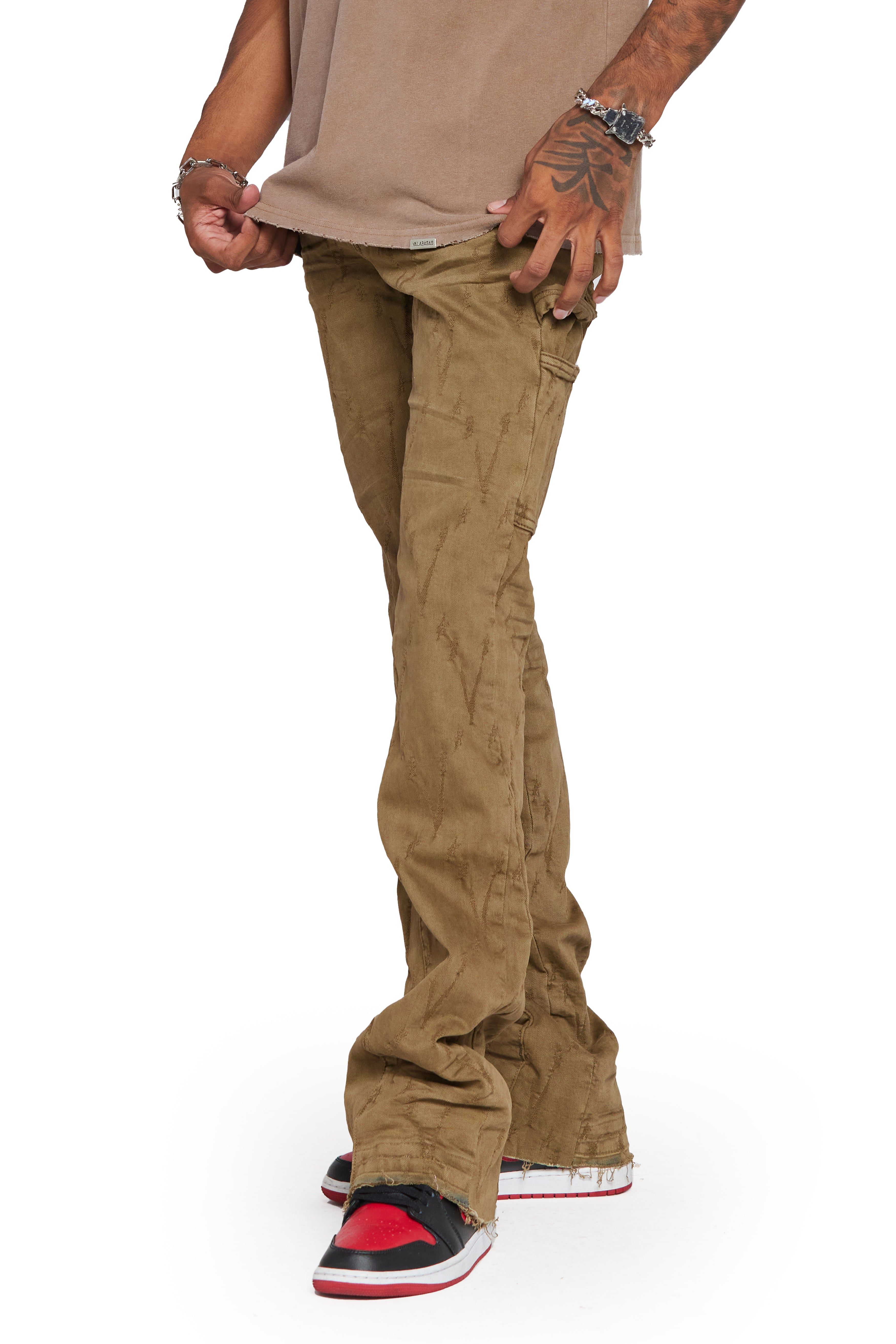 "VLOVE" BROWN STACKED FLARE JEAN sold by valabasas product image thumbnail 3