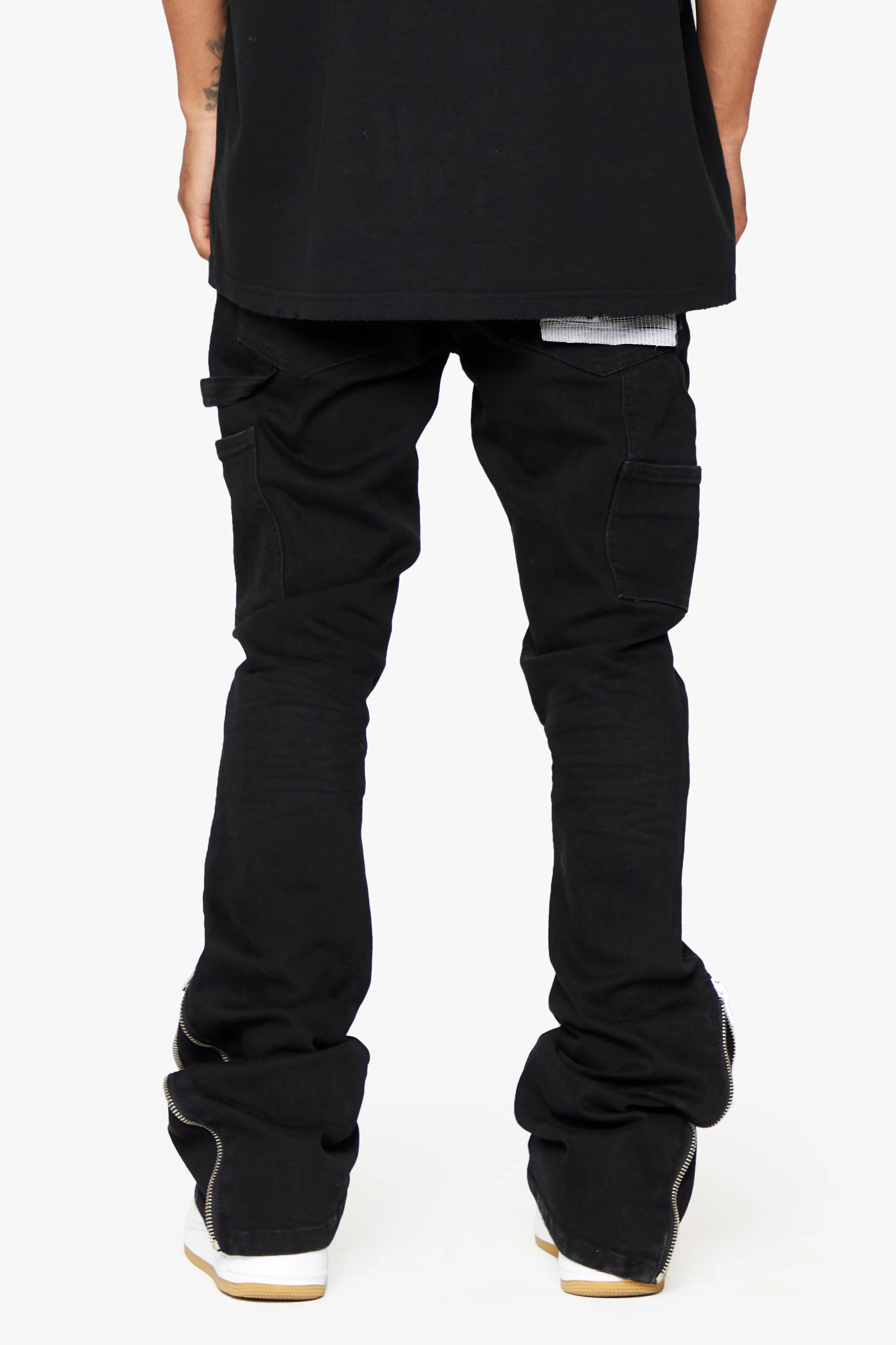 "STREAMLINE" BLACK WASH STACKED FLARE JEAN sold by valabasas product image thumbnail 2