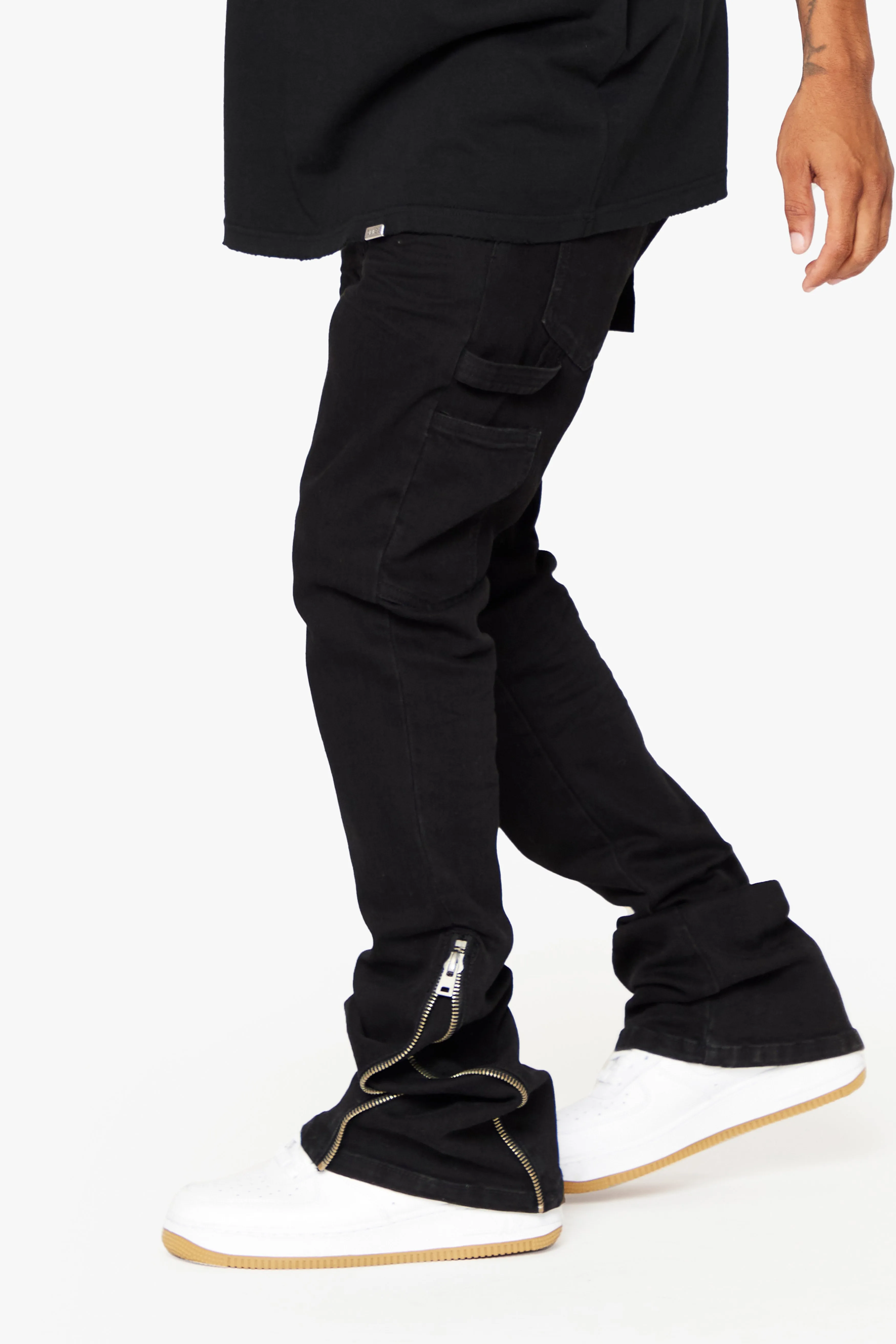 "STREAMLINE" BLACK WASH STACKED FLARE JEAN sold by valabasas product image thumbnail 5