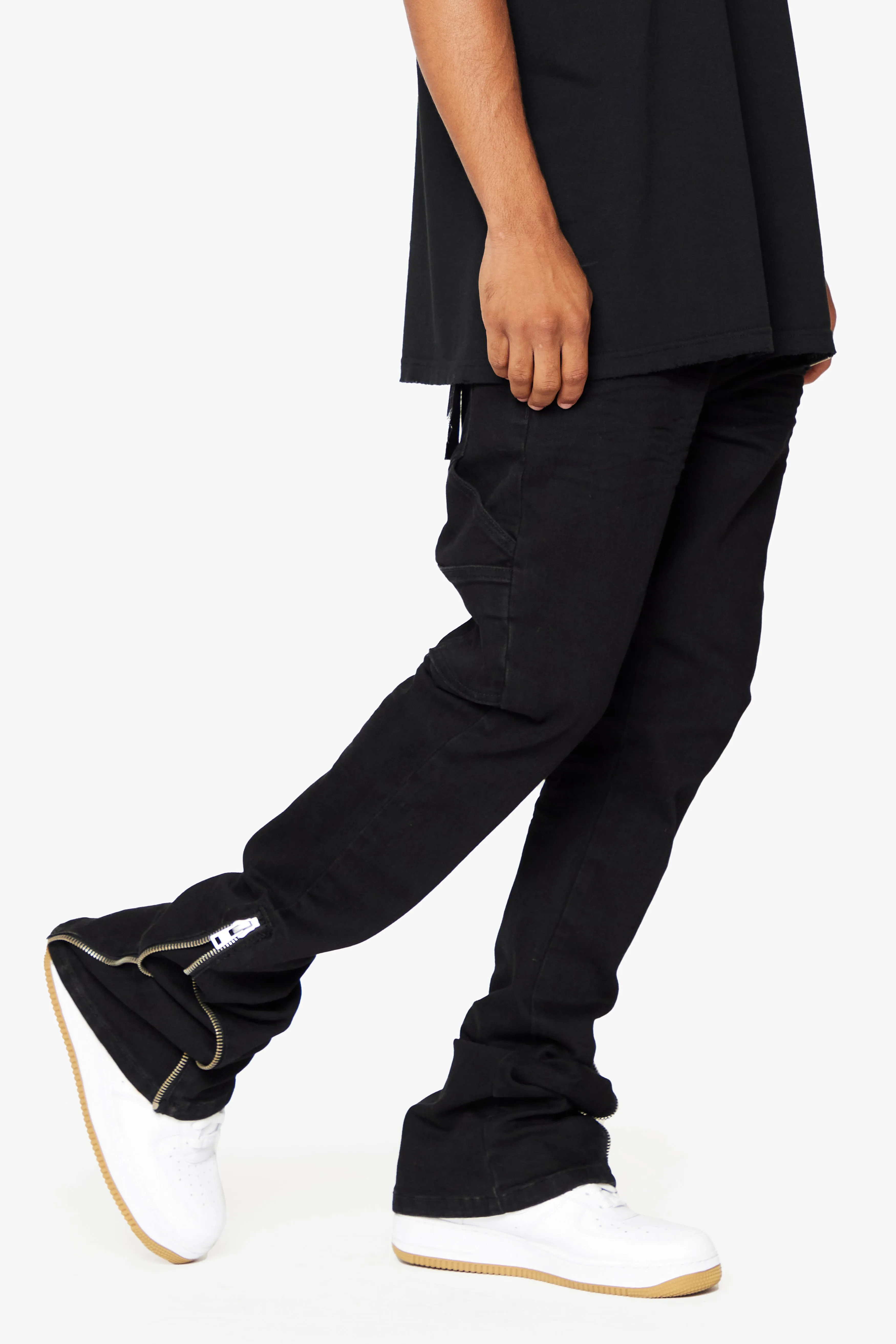 "STREAMLINE" BLACK WASH STACKED FLARE JEAN sold by valabasas product image thumbnail 3