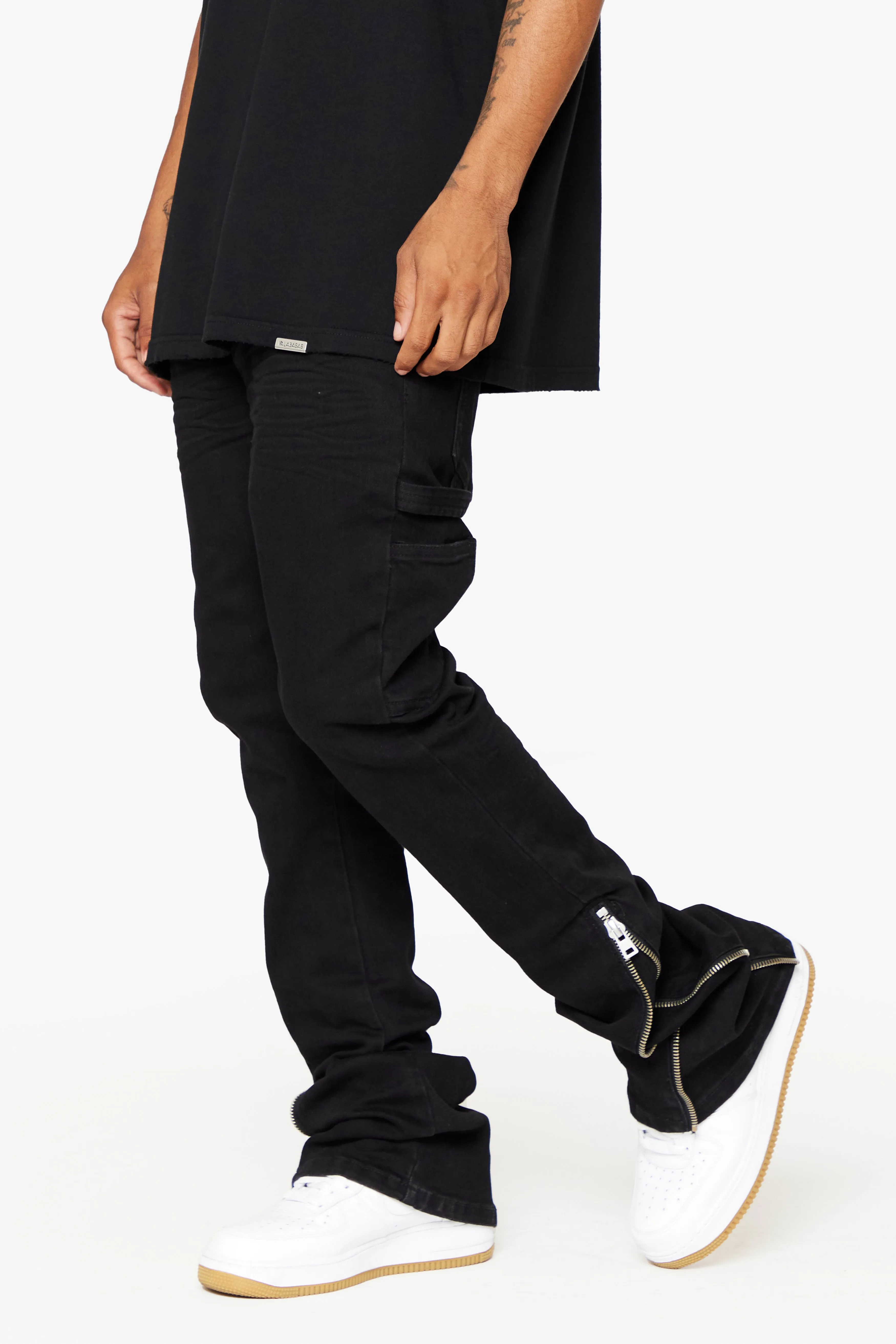 "STREAMLINE" BLACK WASH STACKED FLARE JEAN sold by valabasas product image thumbnail 4