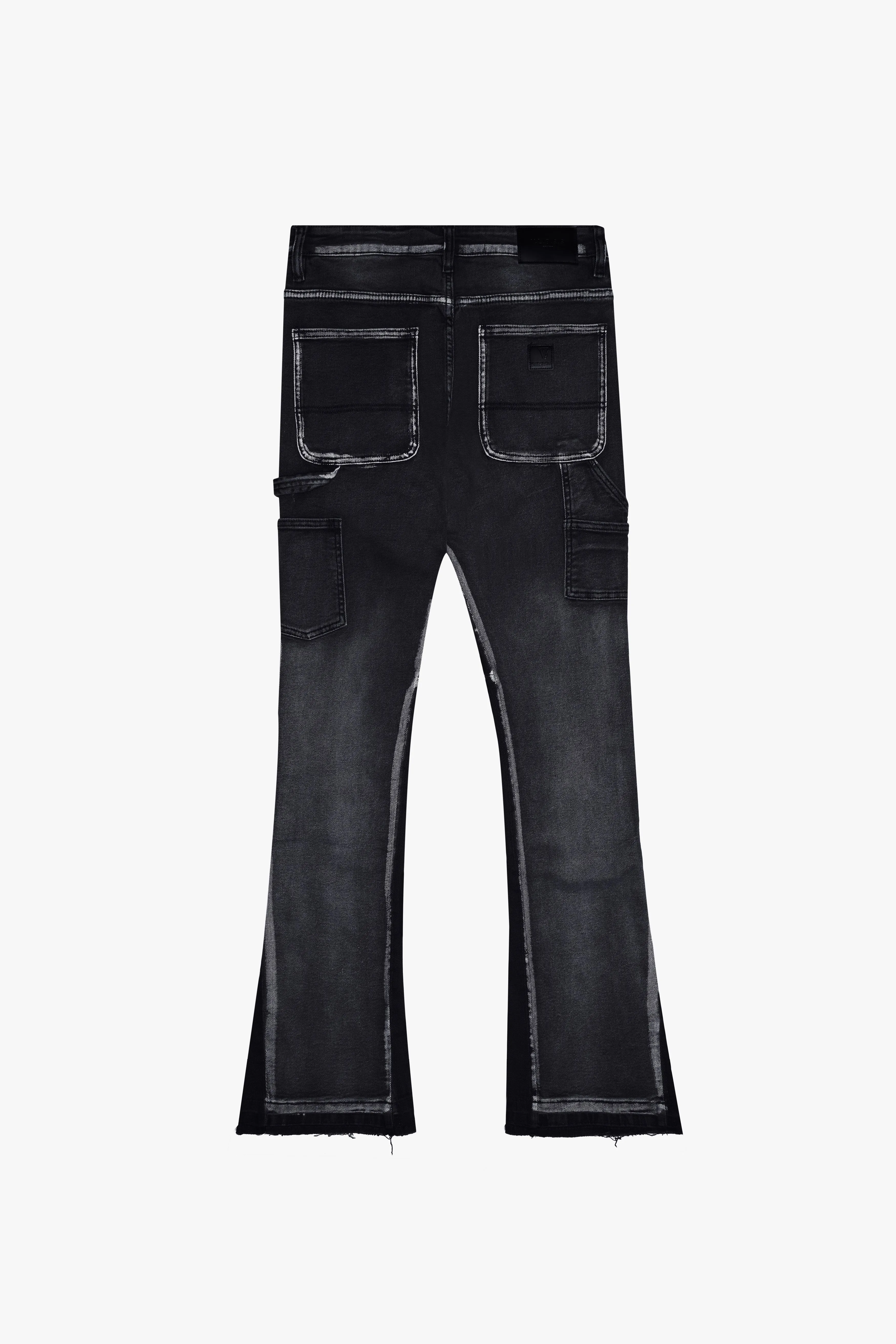 "THE CARPENTER” BLACK WASH STACKED FLARE JEAN sold by valabasas product image thumbnail 3