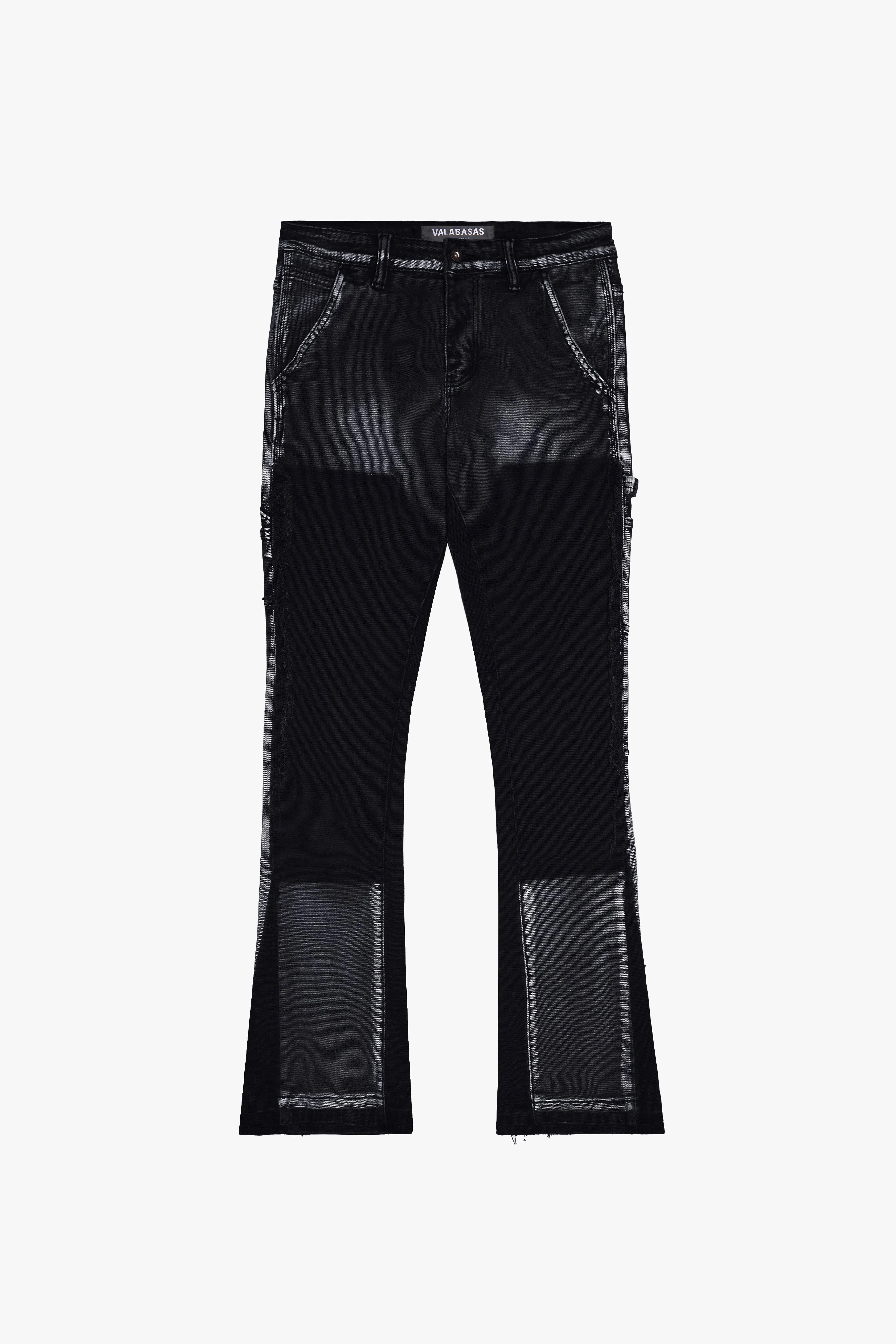 "THE CARPENTER” BLACK WASH STACKED FLARE JEAN sold by valabasas