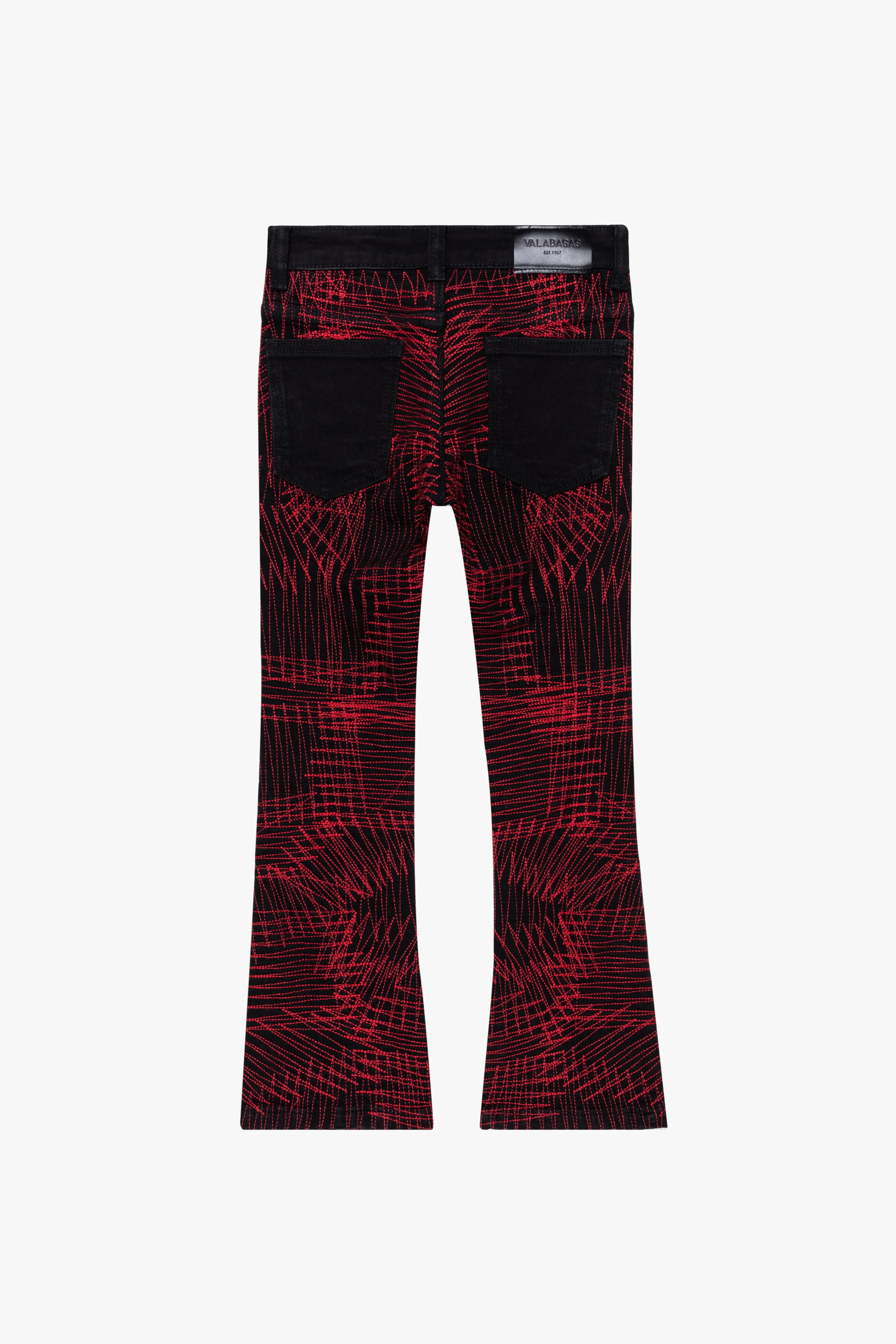 "MR. EMBROIDERY" STACKED FLARE JEAN CRIMSON NOIR sold by valabasas product image thumbnail 3