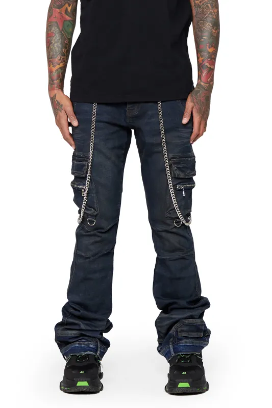 “NICO” VINTAGE BLUE STACKED FLARE JEAN sold by valabasas