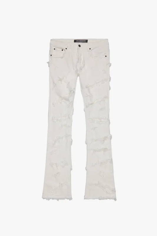 "RAVEL" WHITE STACKED FLARE JEAN sold by valabasas
