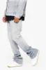 "MR. EMBROIDERY" STACKED FLARE JEAN ICY AZURE sold by valabasas