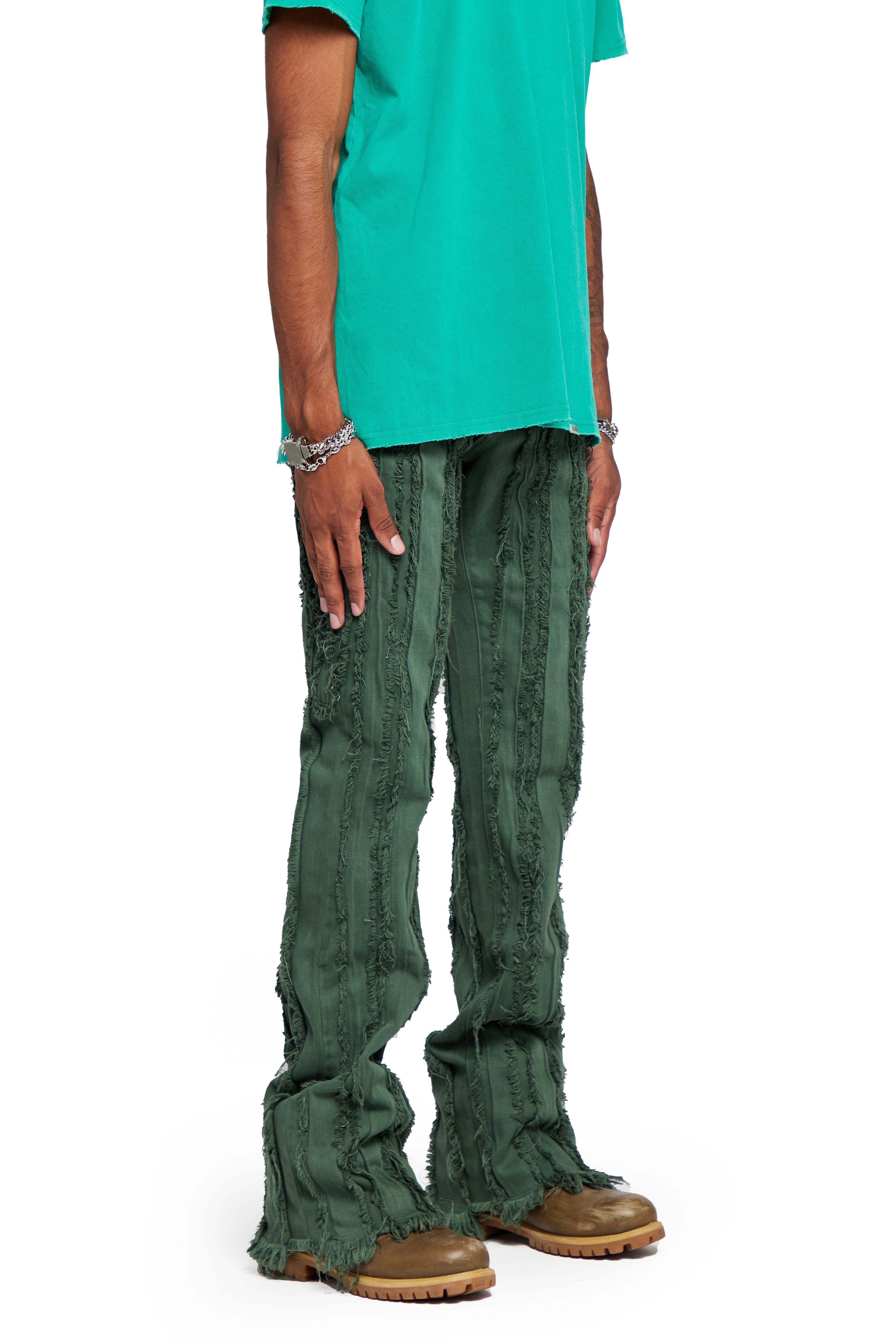 “BANDA” FOREST GREEN STACKED FLARE JEAN sold by valabasas product image thumbnail 3