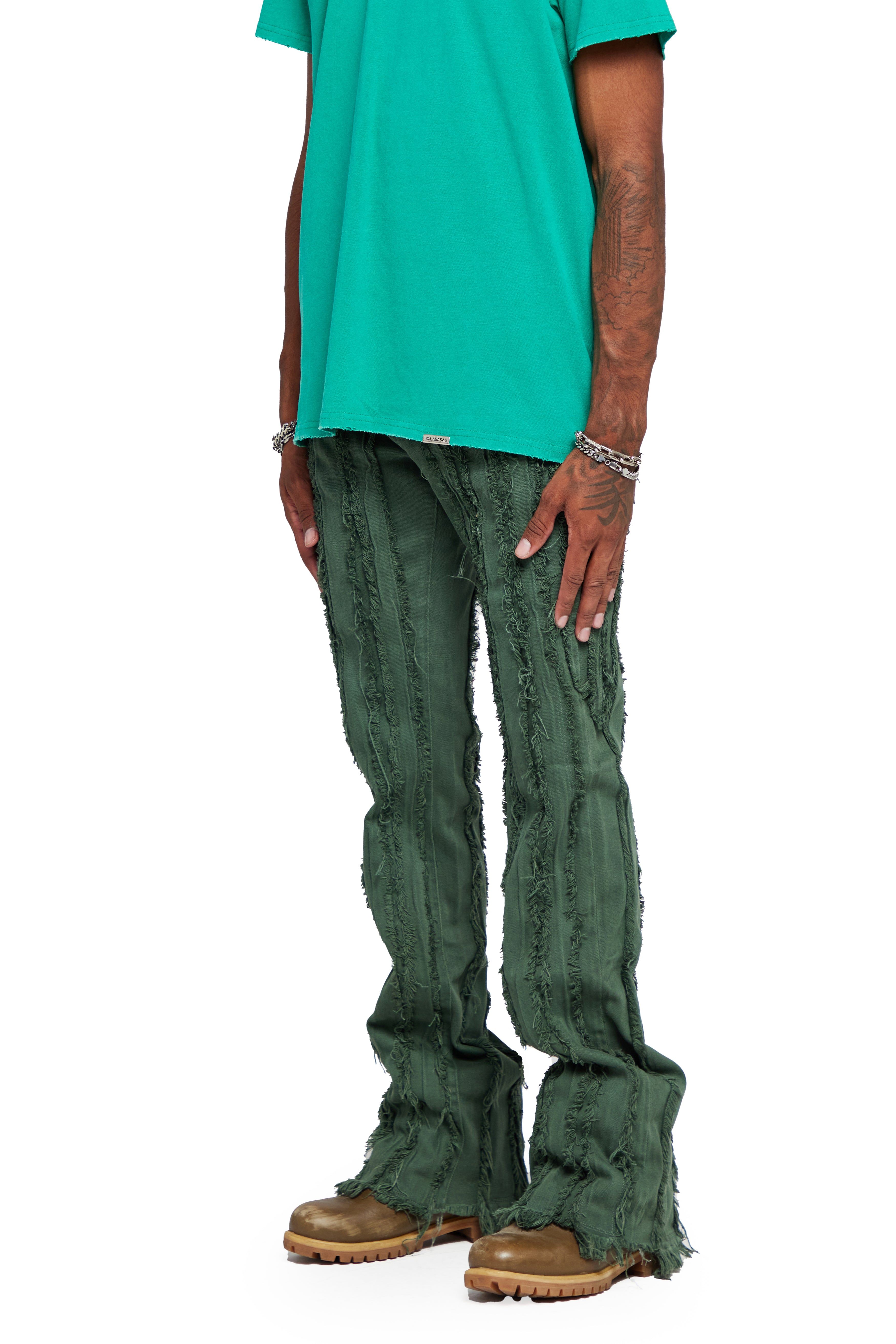 “BANDA” FOREST GREEN STACKED FLARE JEAN sold by valabasas product image thumbnail 5