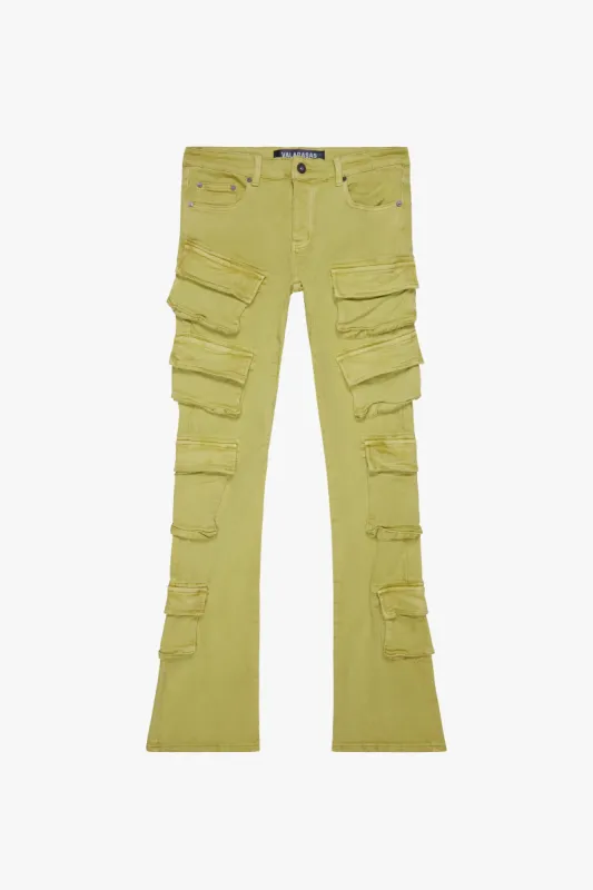 "PINNACLE” YELLOW STACKED FLARE JEAN sold by valabasas