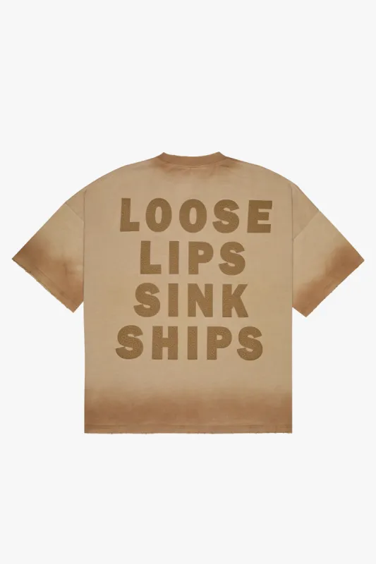 "UNTOLD" BROWN OVERSIZED TEE sold by valabasas