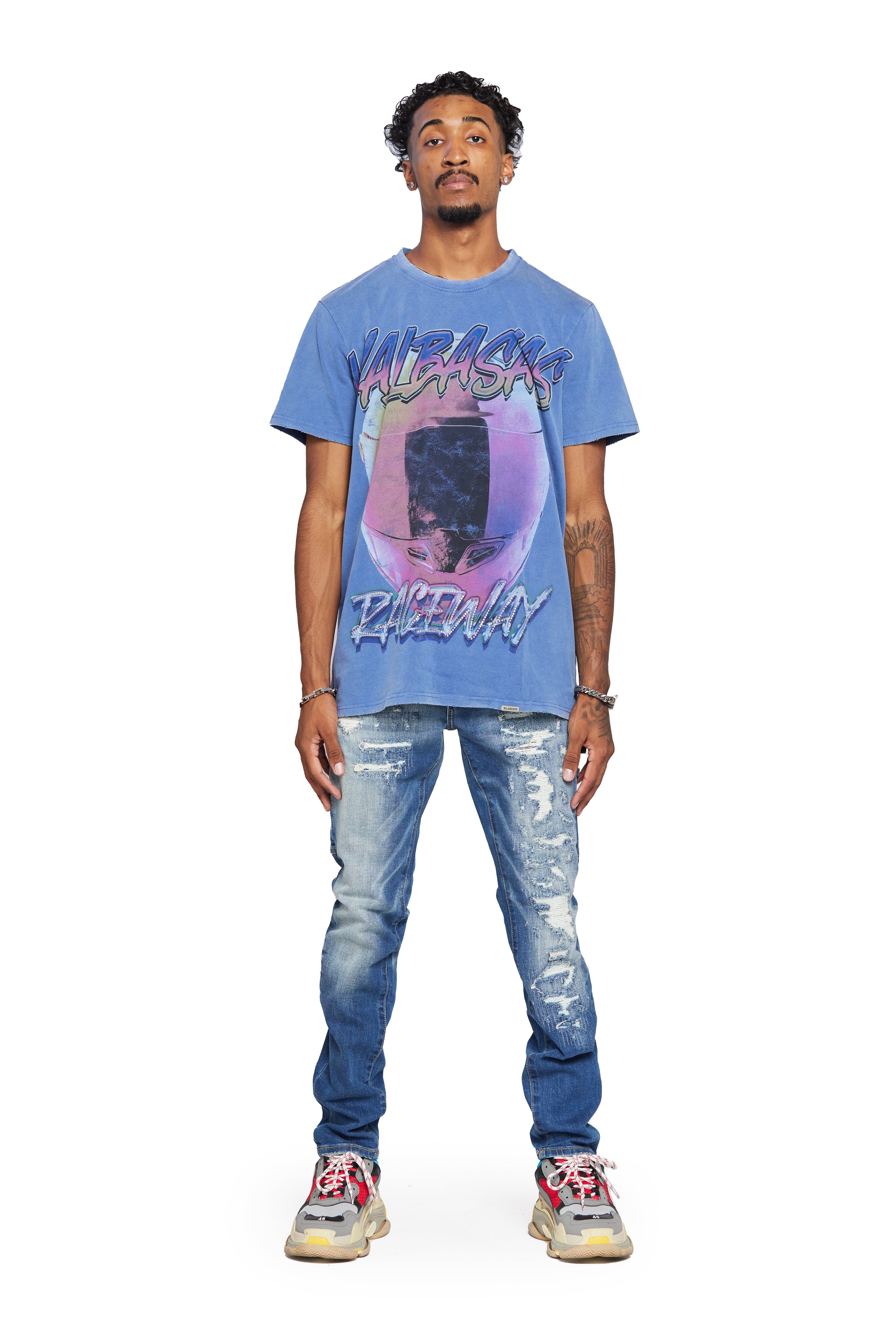 VALABASAS TEE "SPEED DEMON" VINTAGE DARK ROYAL BLUE sold by valabasas product image thumbnail 2