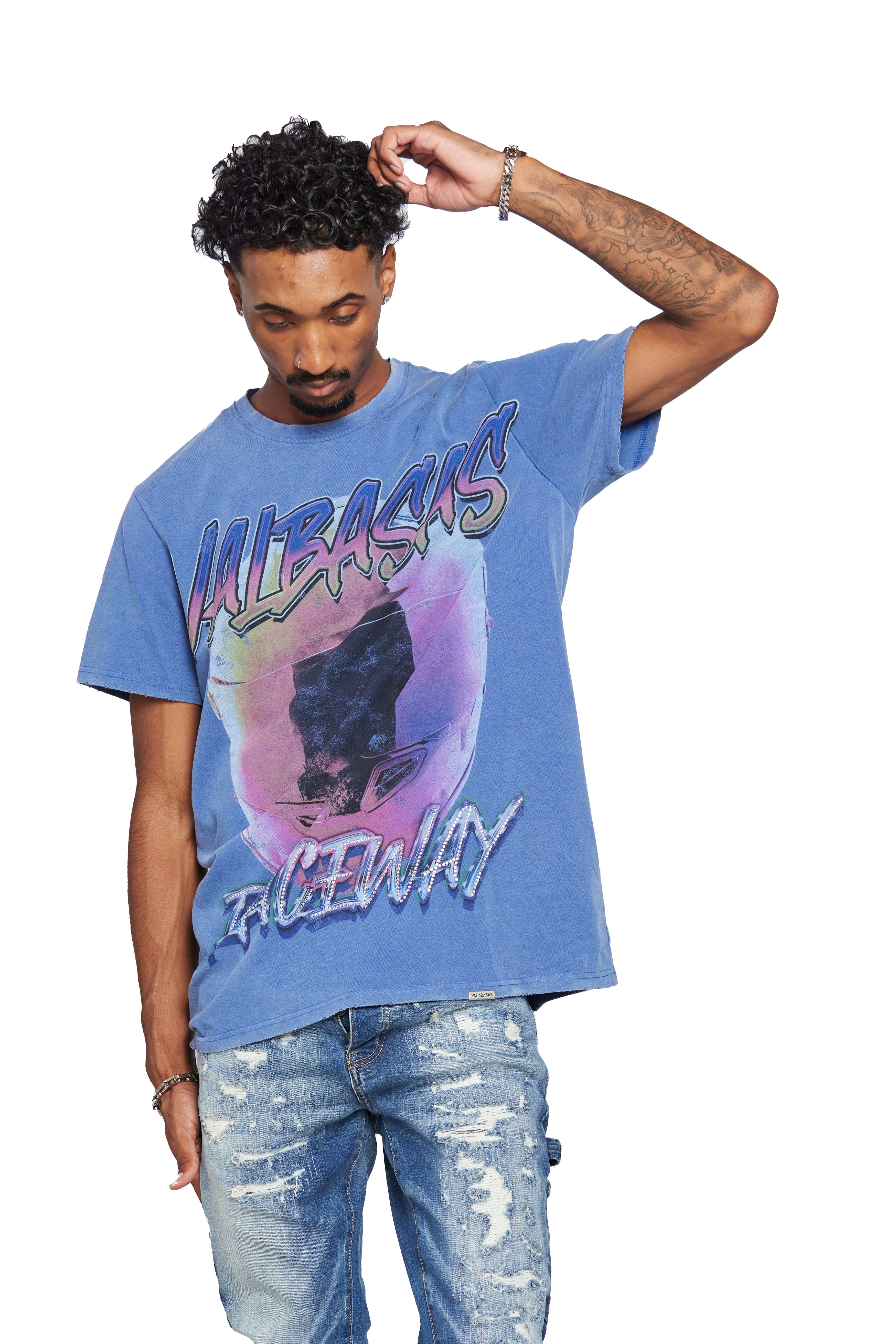 VALABASAS TEE "SPEED DEMON" VINTAGE DARK ROYAL BLUE sold by valabasas product image thumbnail 3