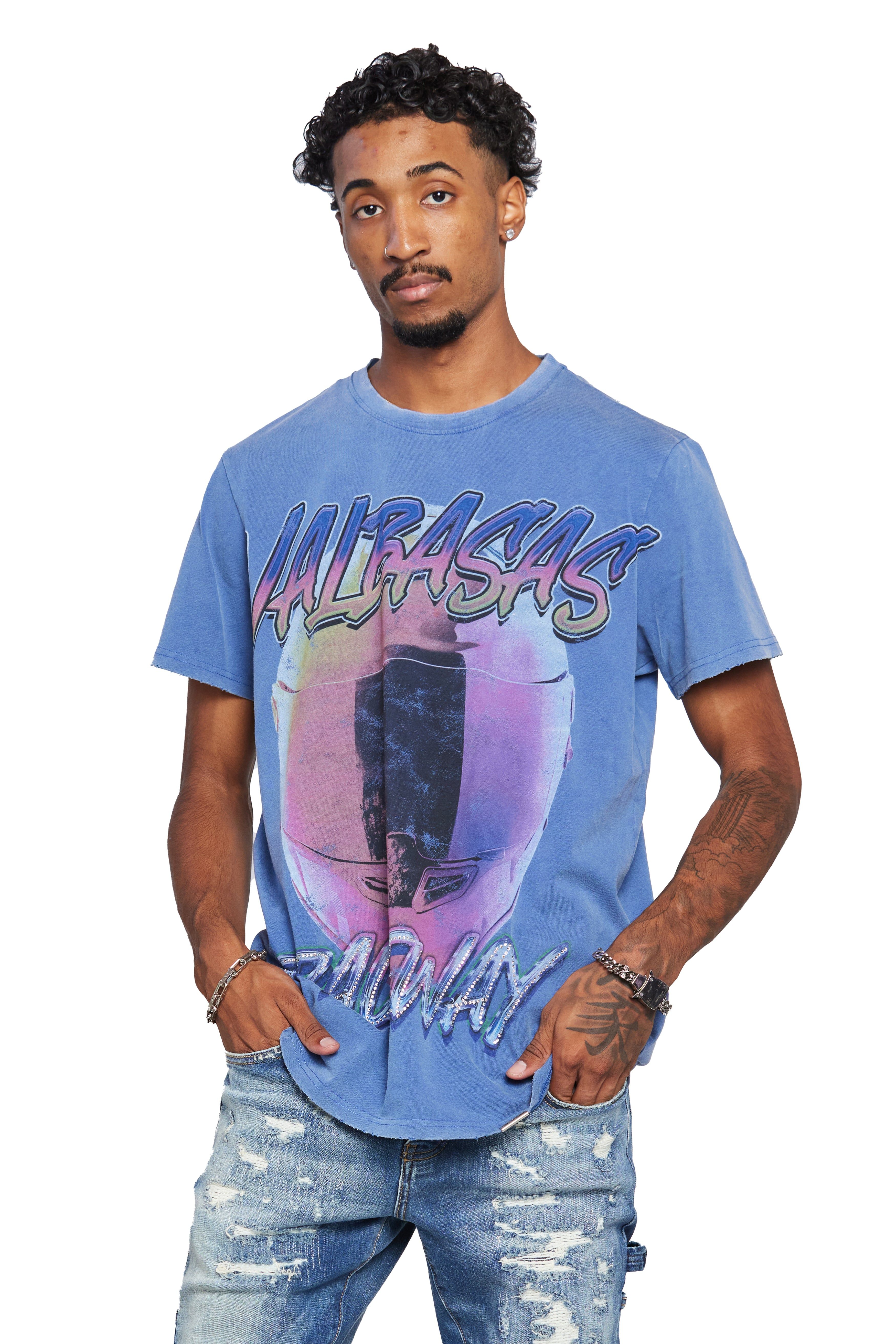 VALABASAS TEE "SPEED DEMON" VINTAGE DARK ROYAL BLUE sold by valabasas product image thumbnail 4