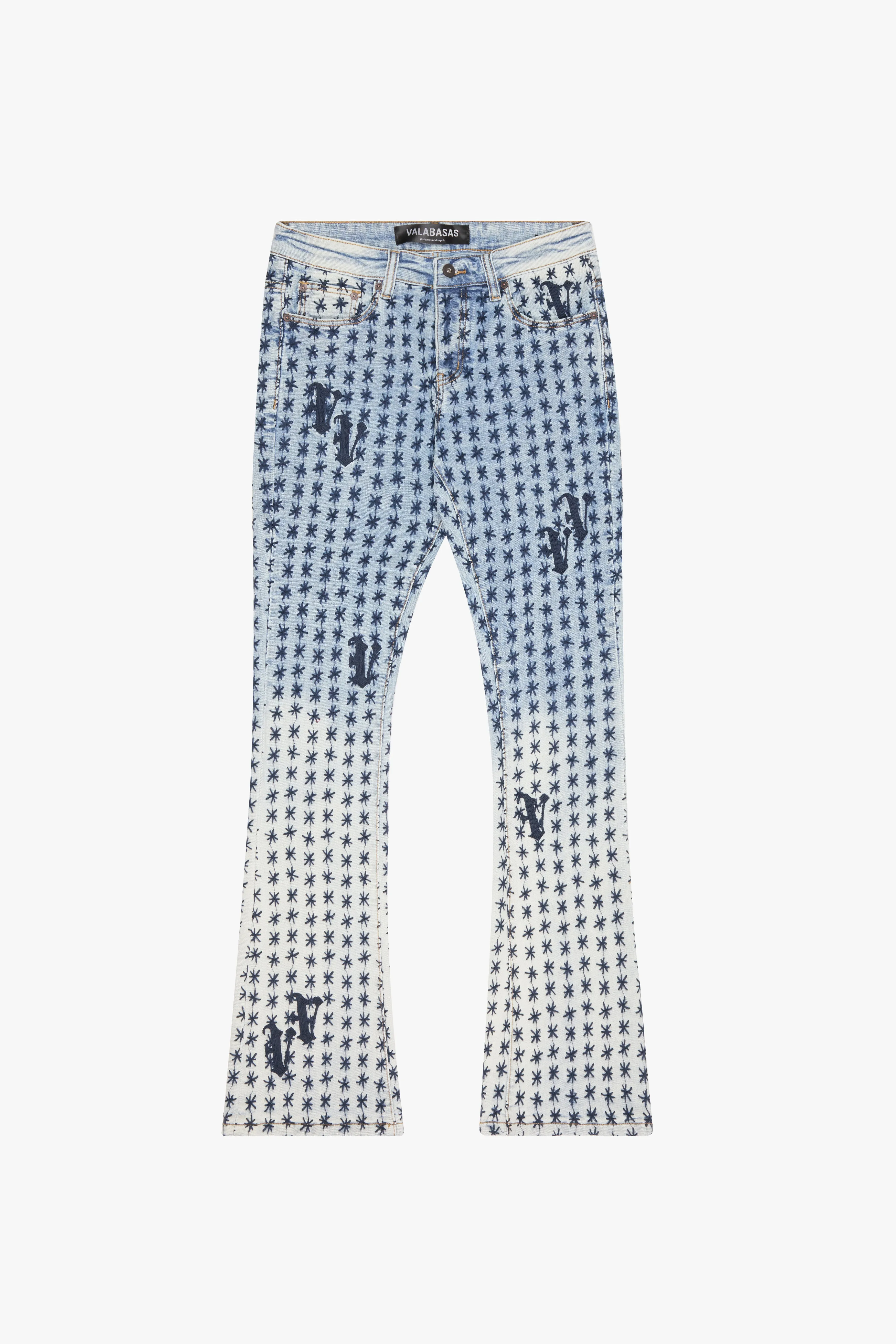 "ASTERISK" STACKED FLARE BLUE/BLACK sold by valabasas