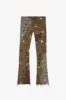 "DISTRACTED" BLUE-OLIVE STACKED FLARE JEAN sold by valabasas