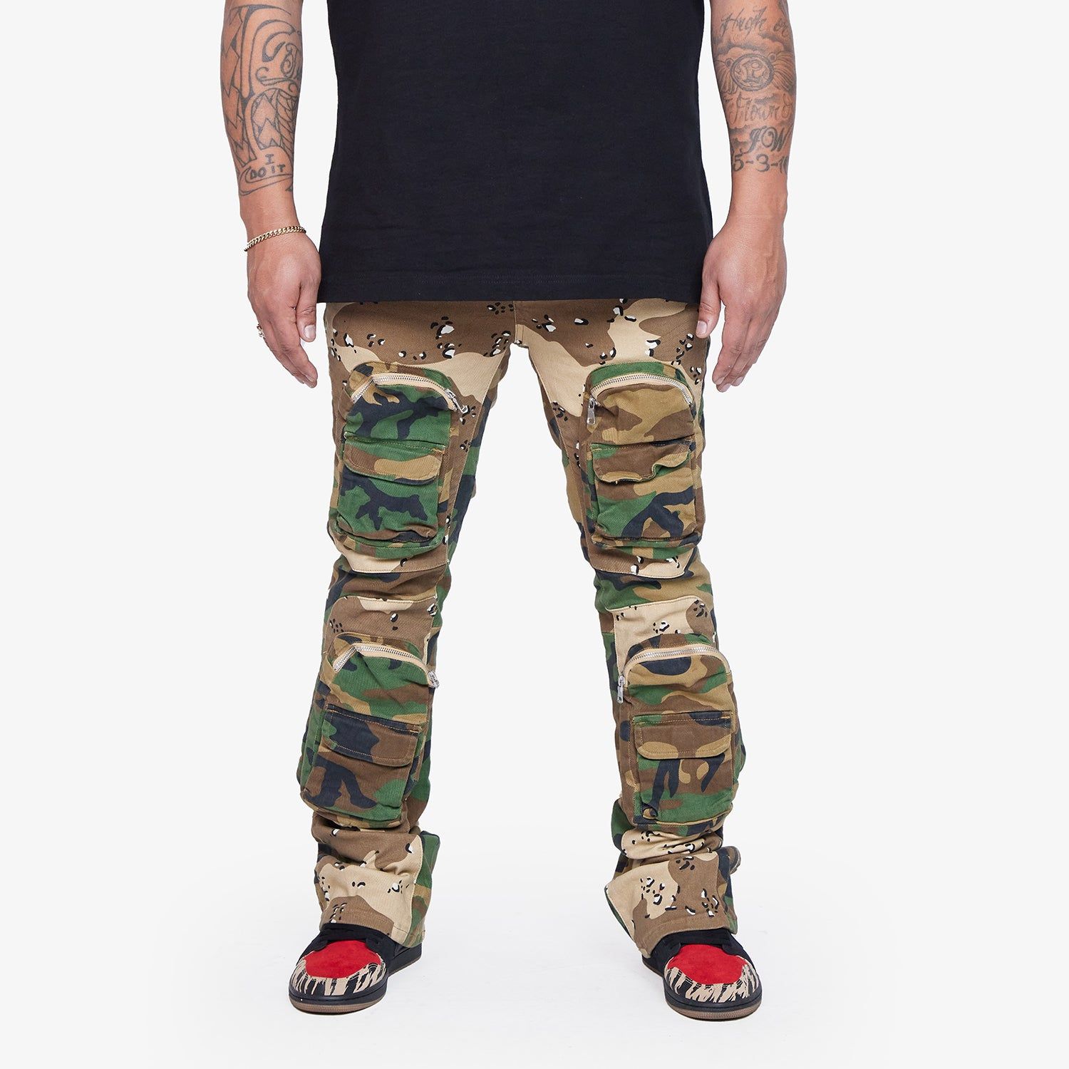 “DUAL SOLDIER" CAMO STACKED FLARE JEAN sold by valabasas product image thumbnail 2