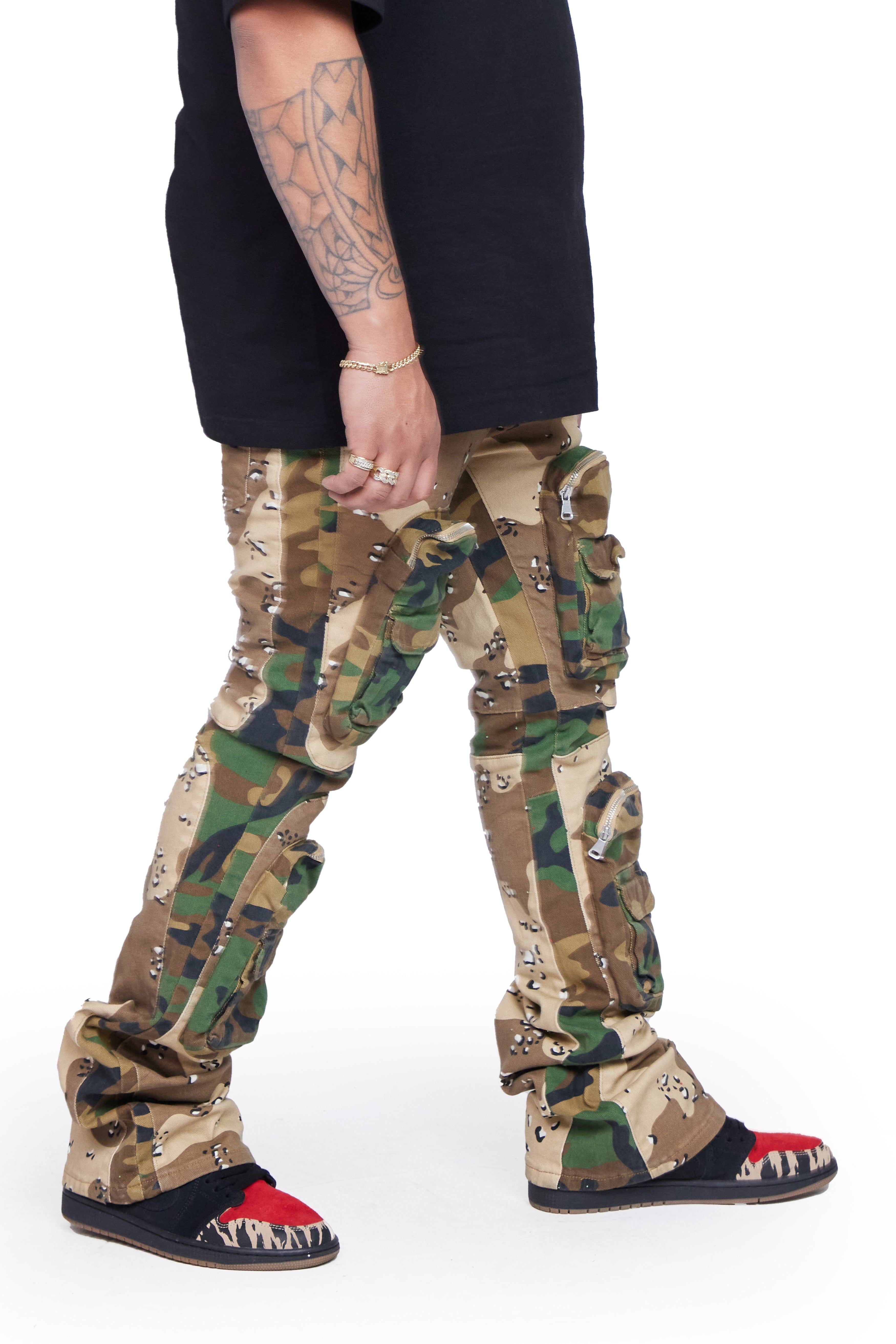 “DUAL SOLDIER" CAMO STACKED FLARE JEAN sold by valabasas product image thumbnail 6