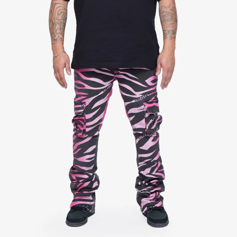 “GUISE” PINK BLACK STACKED FLARE JEAN sold by valabasas