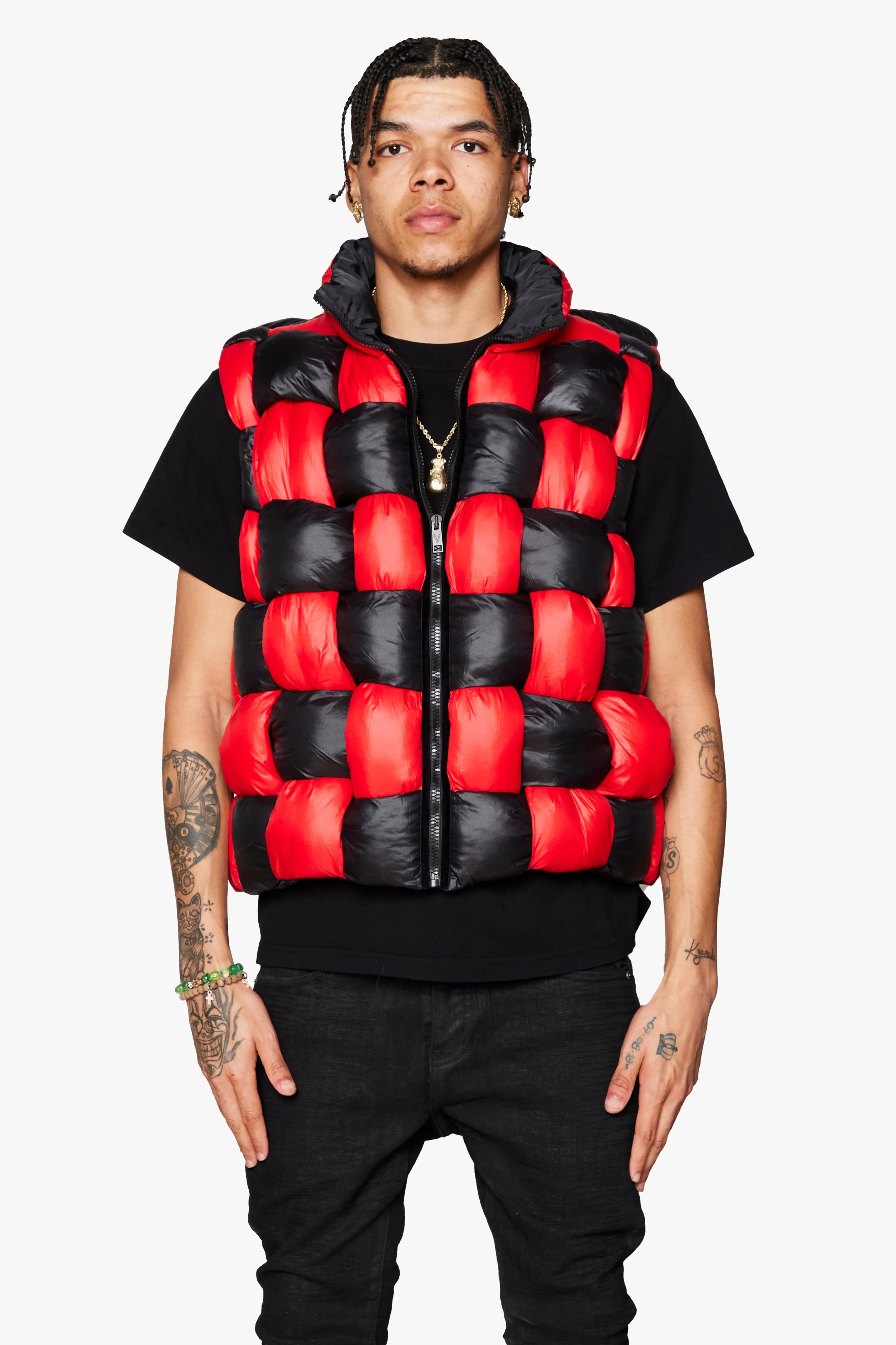 "MOZZIE" BLACK RED PUFFER VEST sold by valabasas product image thumbnail 5
