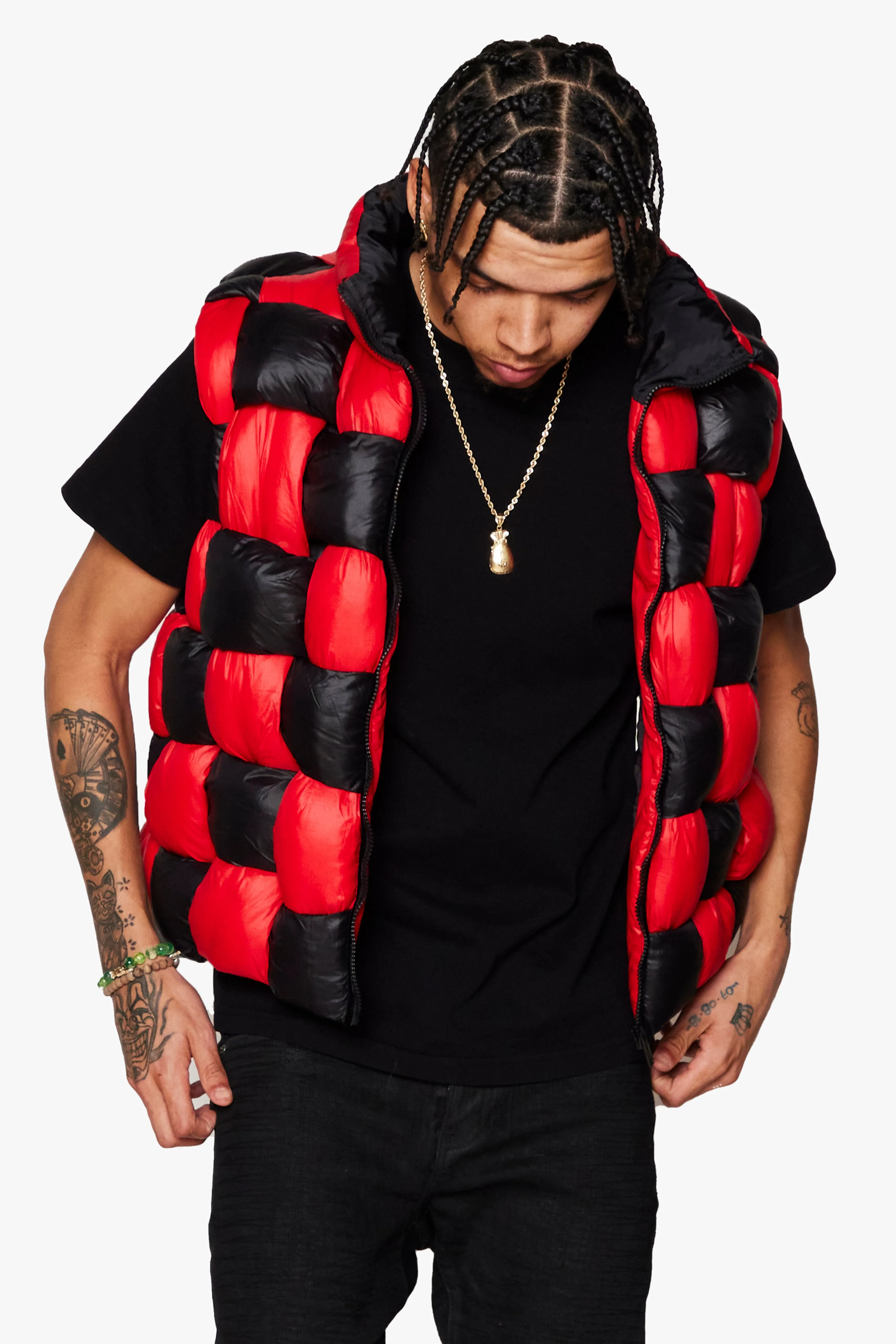 "MOZZIE" BLACK RED PUFFER VEST sold by valabasas product image thumbnail 4