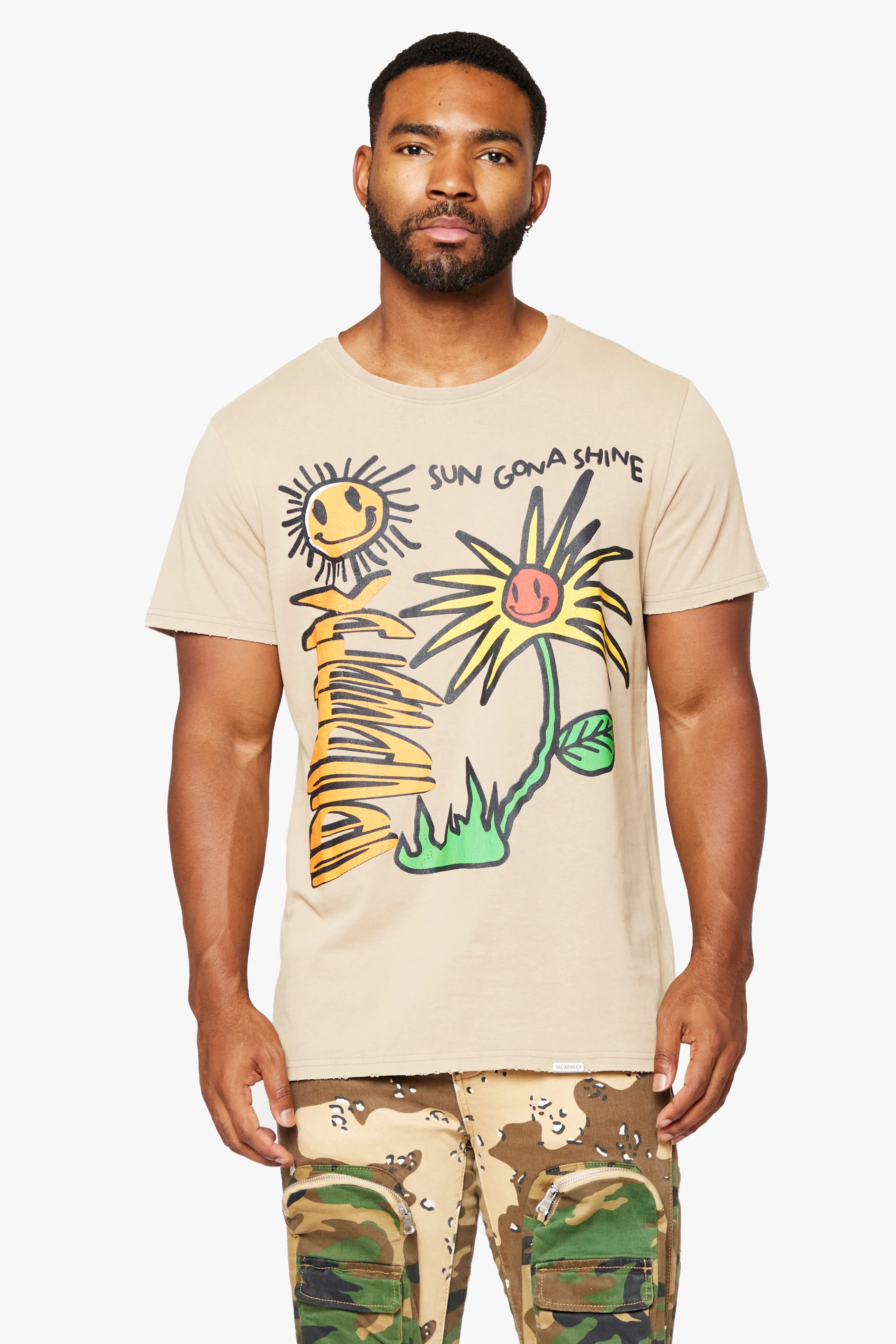 "SUN WILL SHINE" VINTAGE SHALLOW KHAKI TEE sold by valabasas product image thumbnail 4