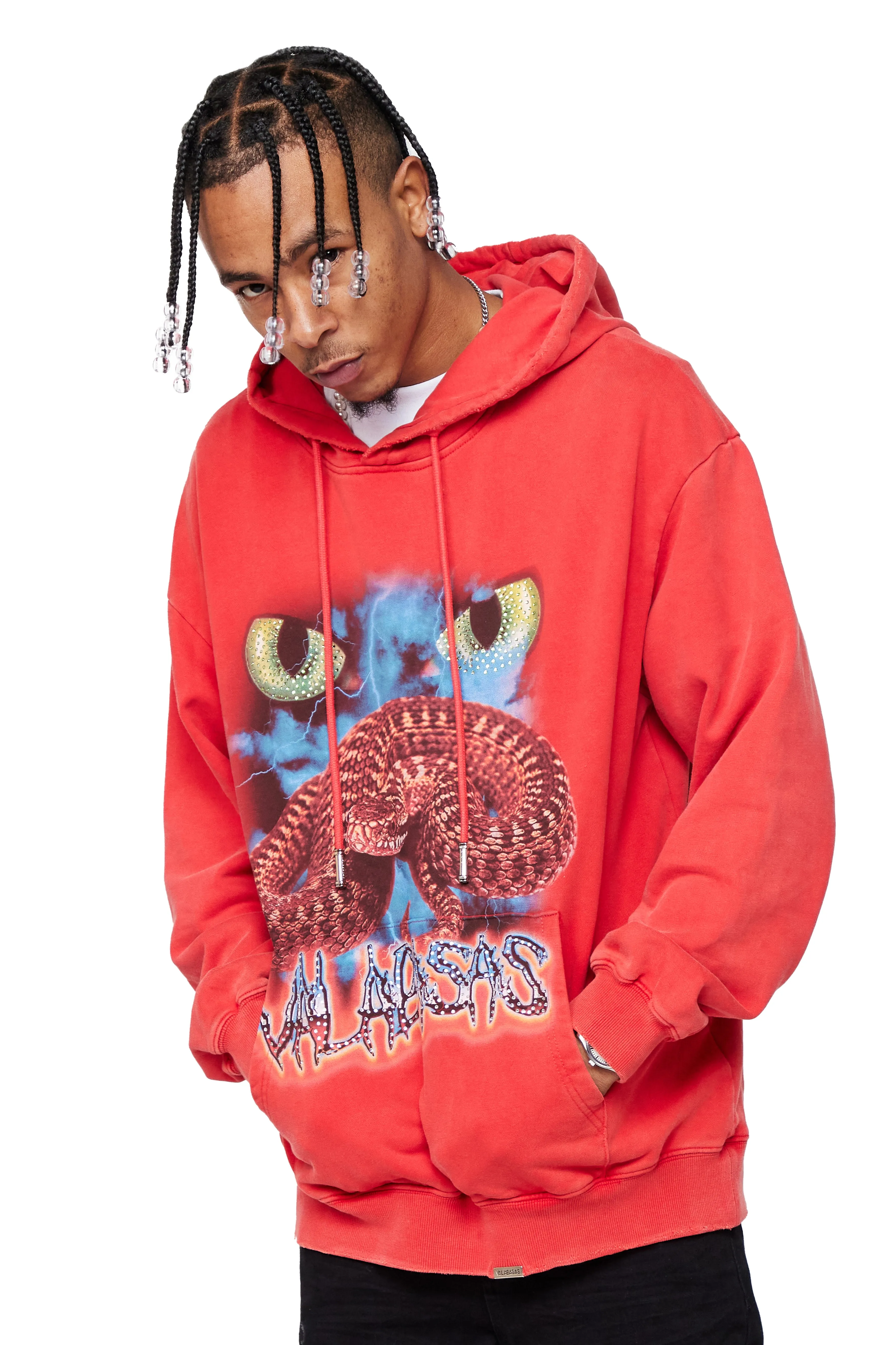 "SNAKE EYES" Vintage Red HOODIE sold by valabasas product image thumbnail 4