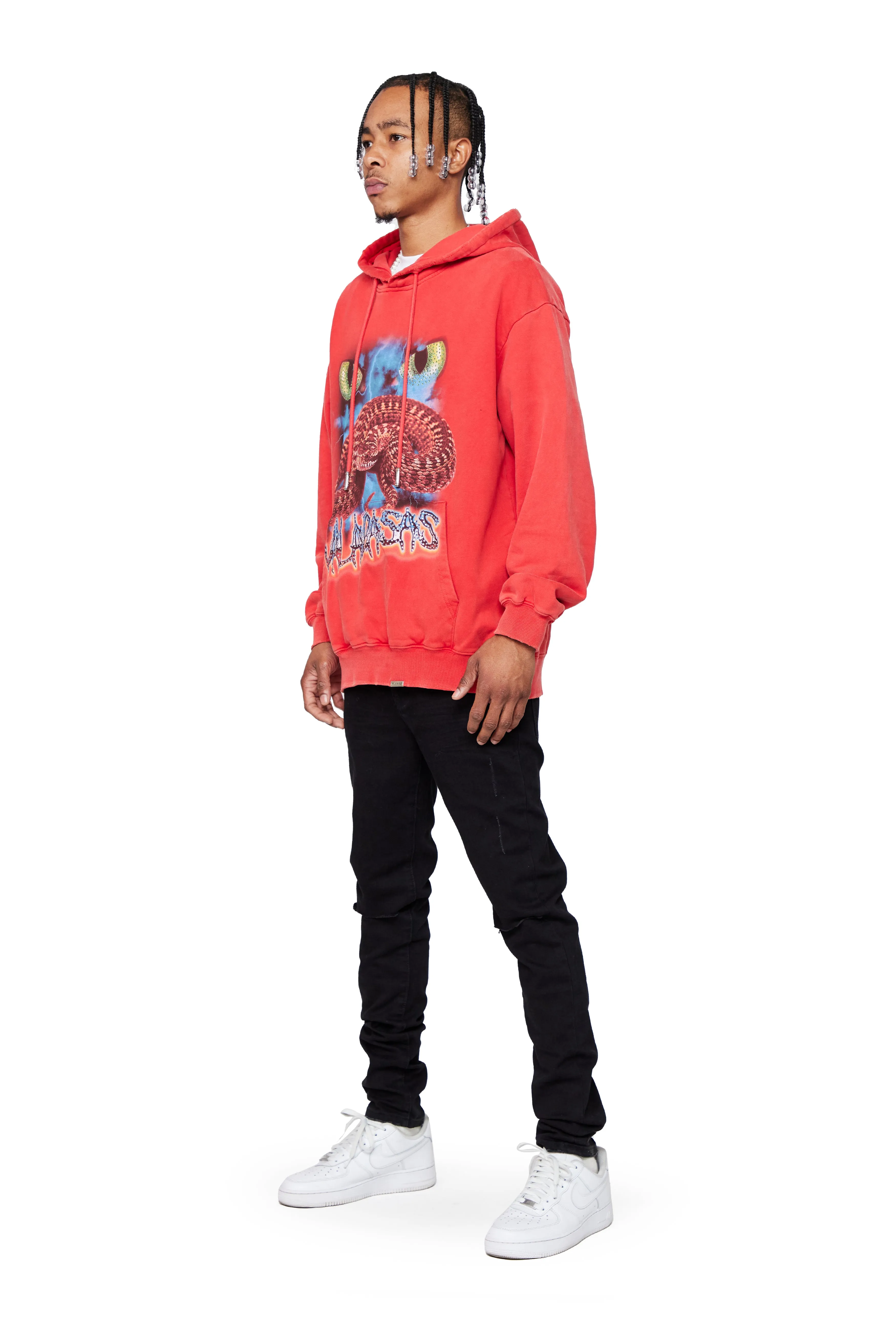 "SNAKE EYES" Vintage Red HOODIE sold by valabasas product image thumbnail 5