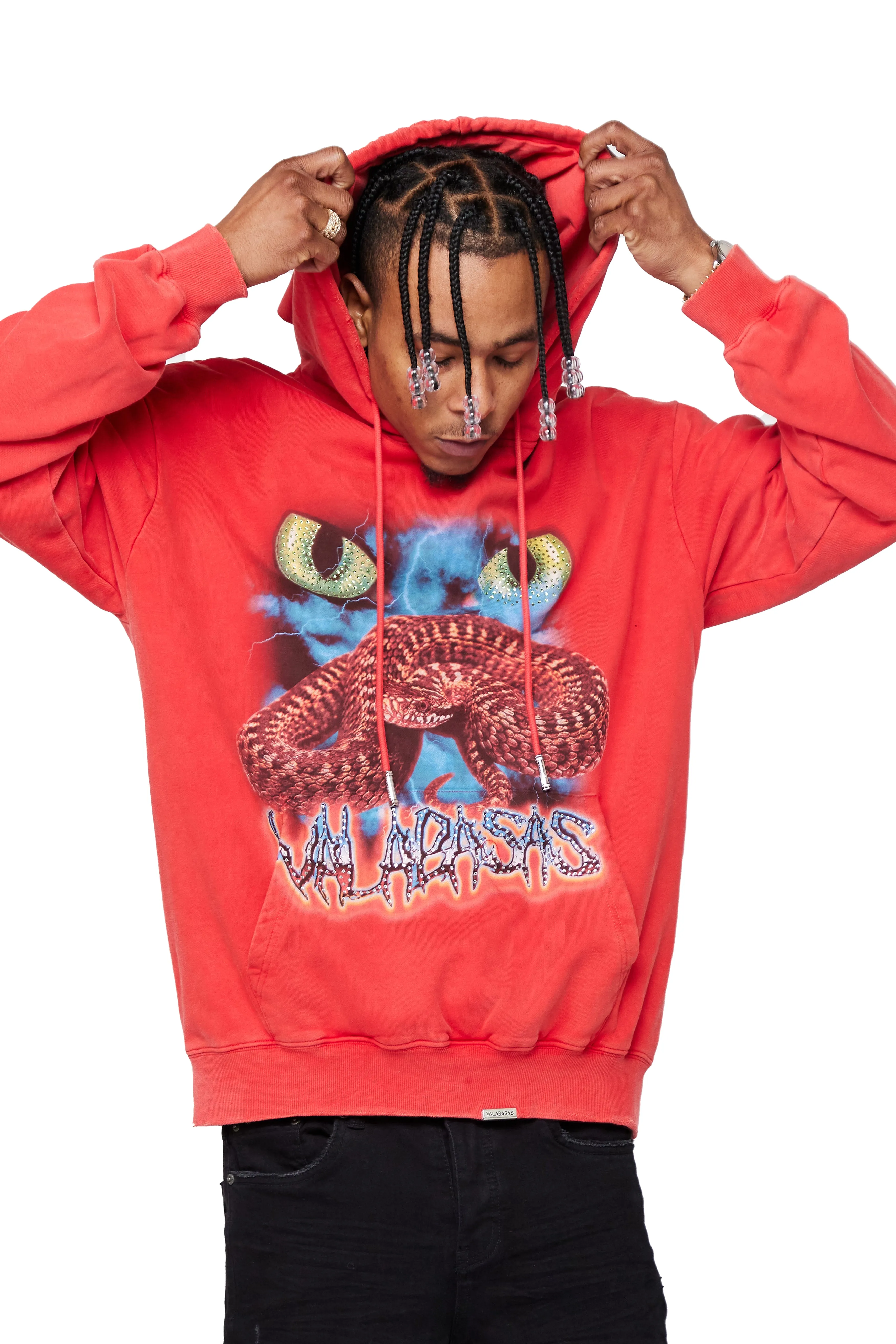 "SNAKE EYES" Vintage Red HOODIE sold by valabasas product image thumbnail 2
