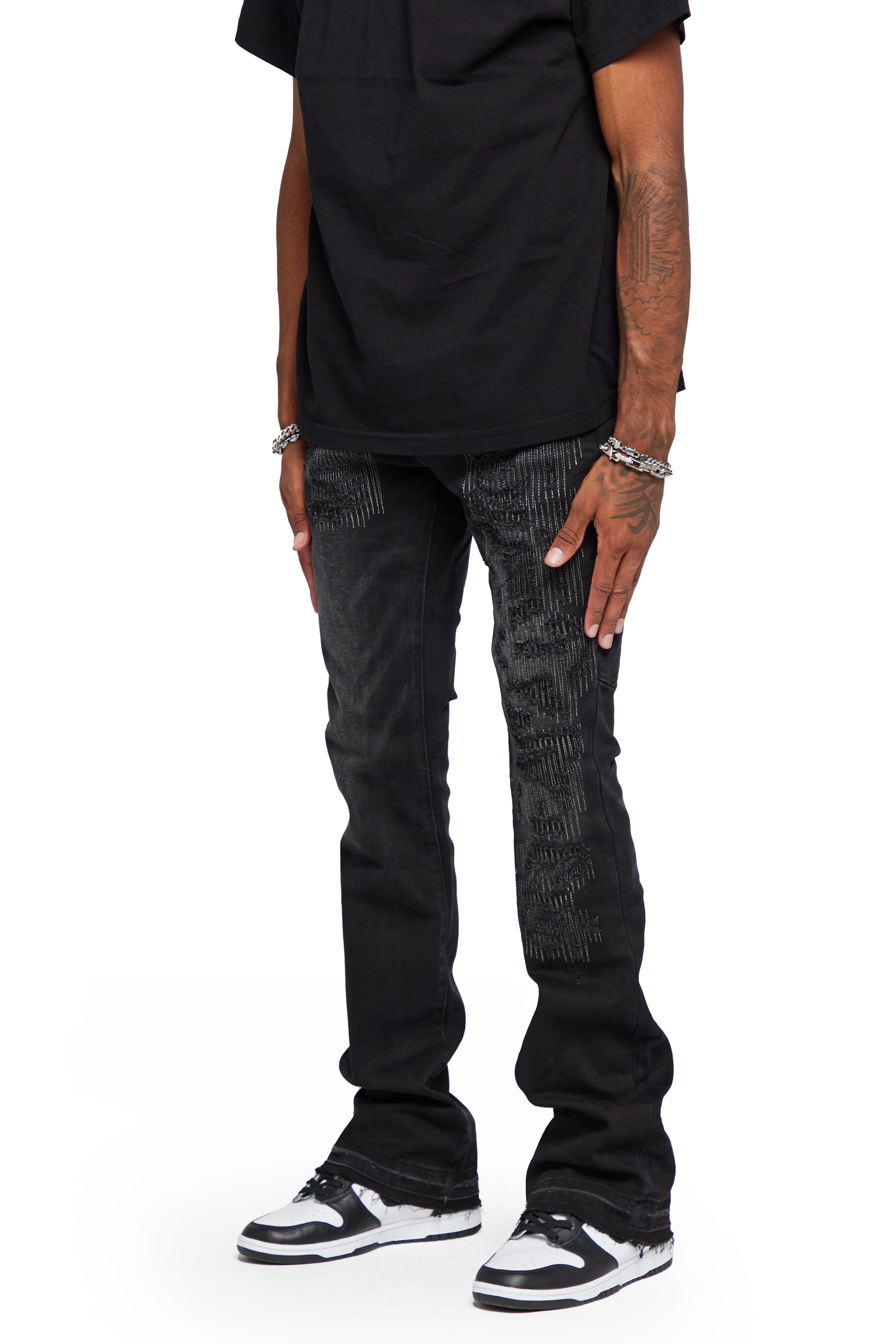 "AZURITE" GREY WASHED STACKED FLARE JEAN sold by valabasas product image thumbnail 4