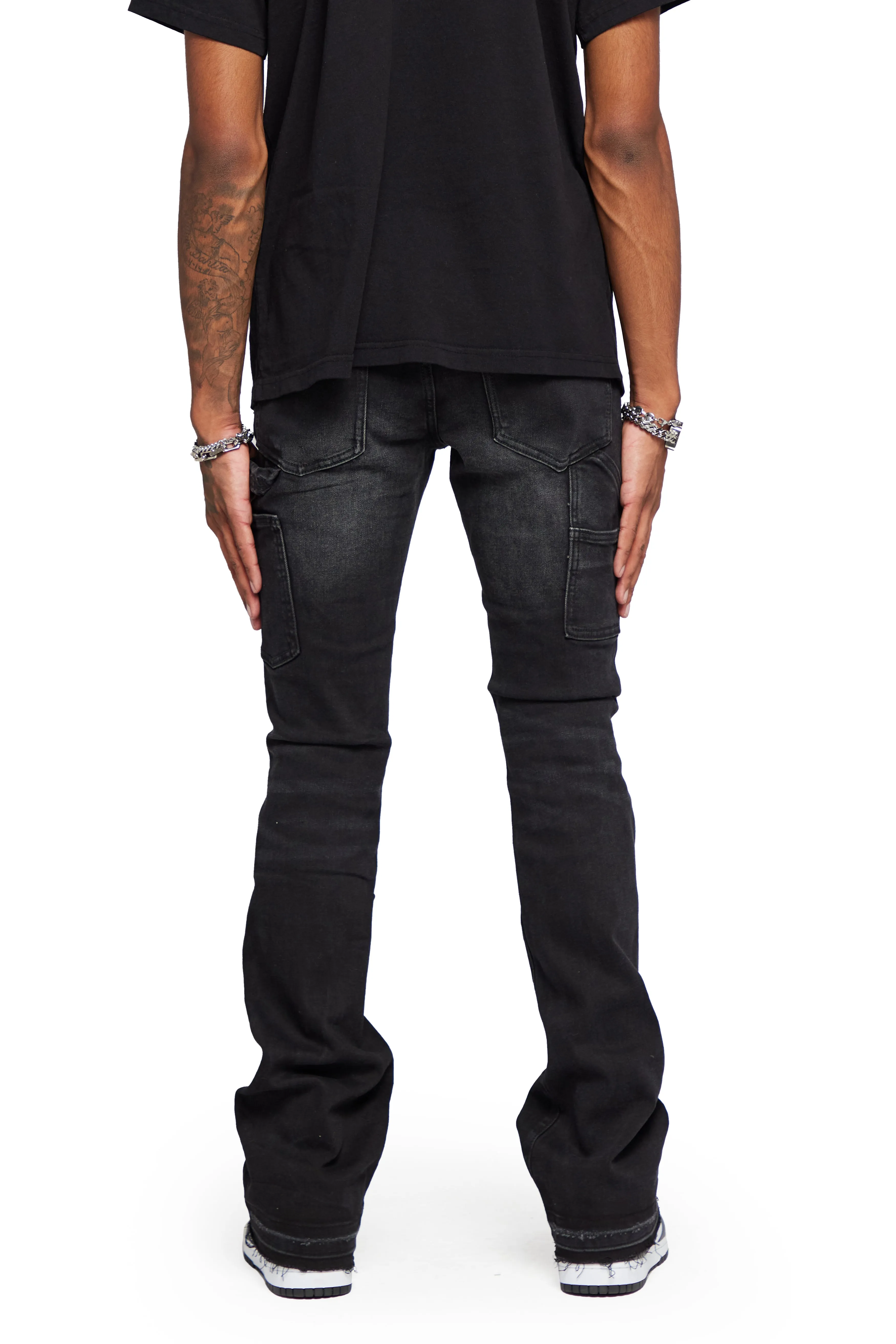 "AZURITE" GREY WASHED STACKED FLARE JEAN sold by valabasas product image thumbnail 5