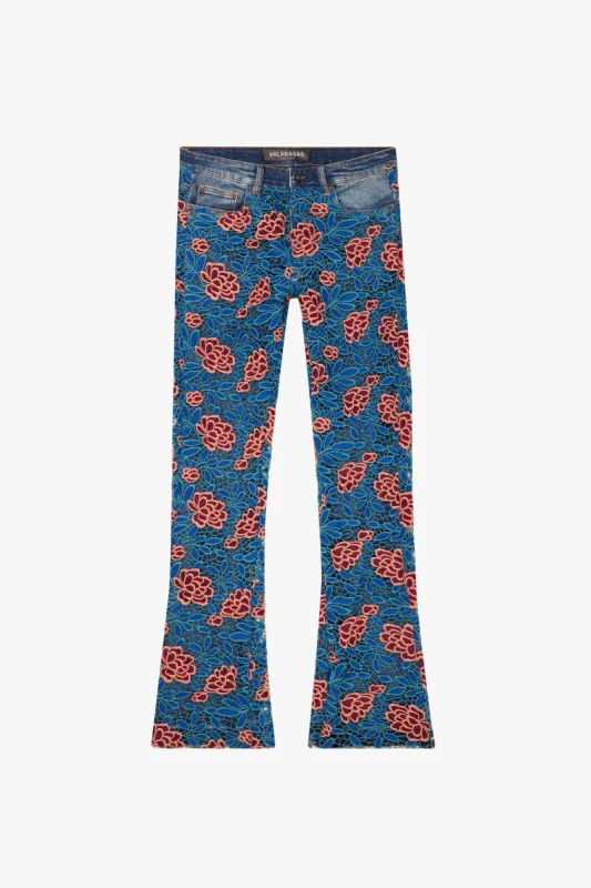 "BOTANIC" STACKED FLARE JEAN OCEANIC HAZE sold by valabasas