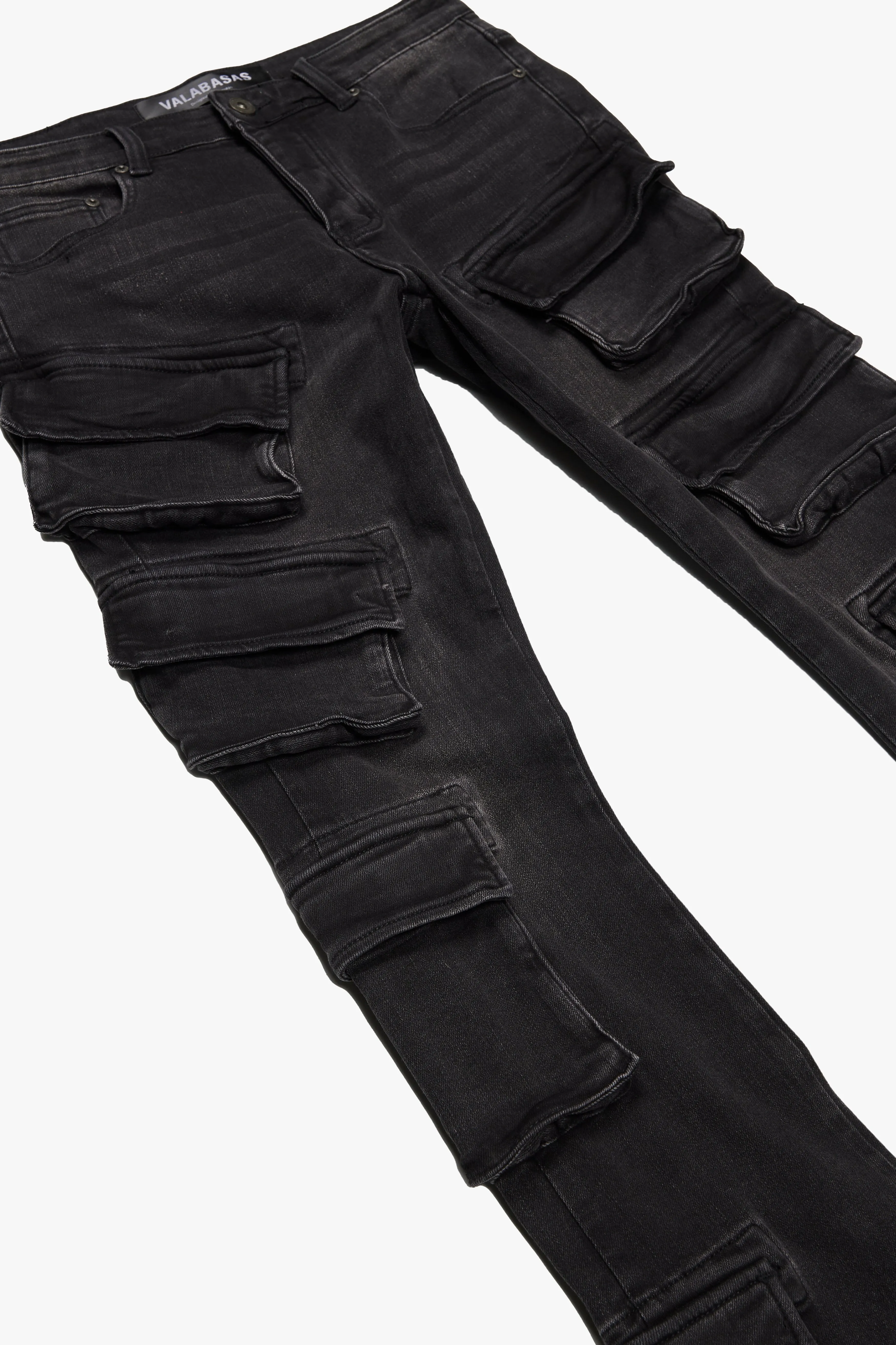 "PINNACLE” BLACK/GREY STACKED FLARE JEAN sold by valabasas product image thumbnail 4