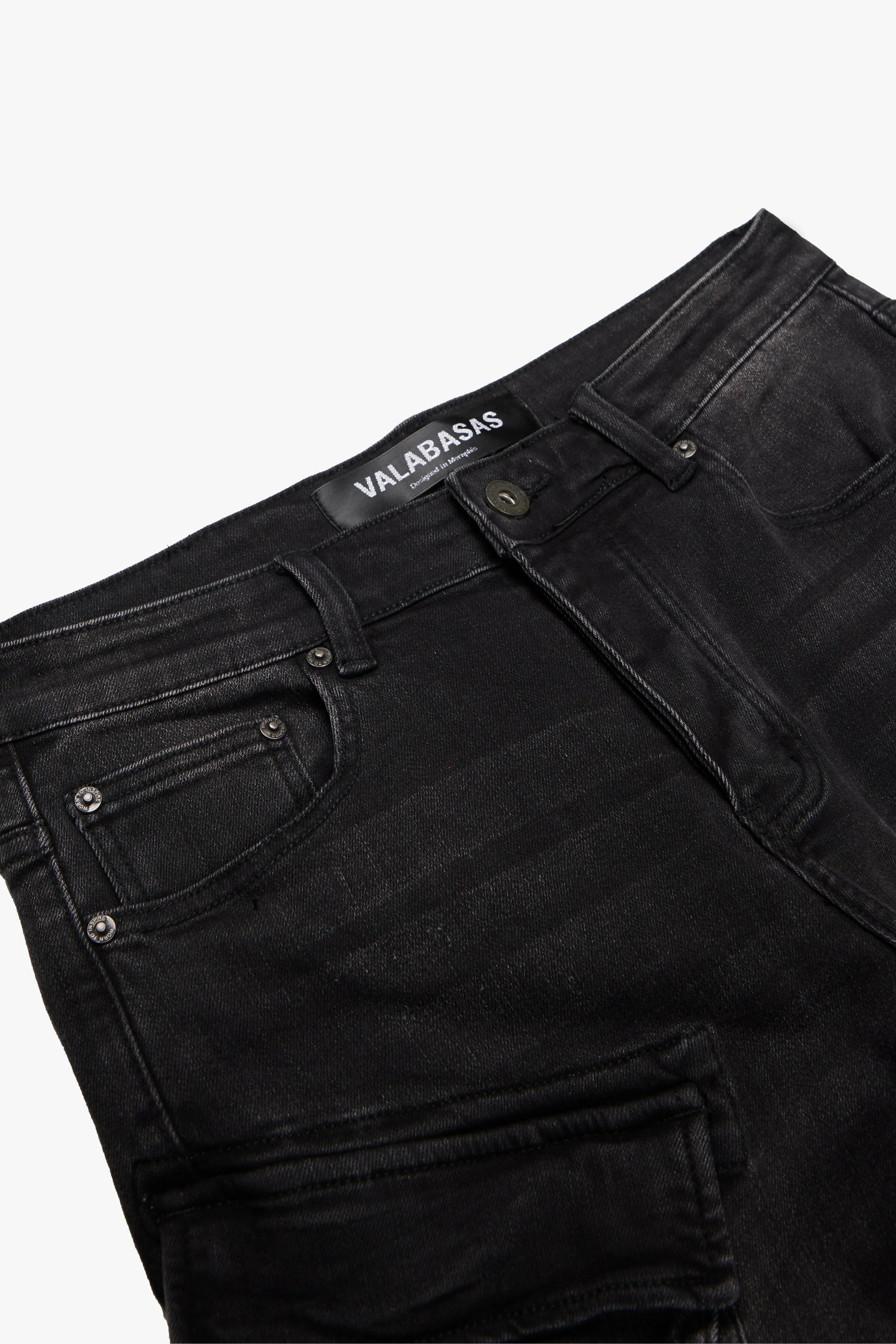 "PINNACLE” BLACK/GREY STACKED FLARE JEAN sold by valabasas product image thumbnail 2