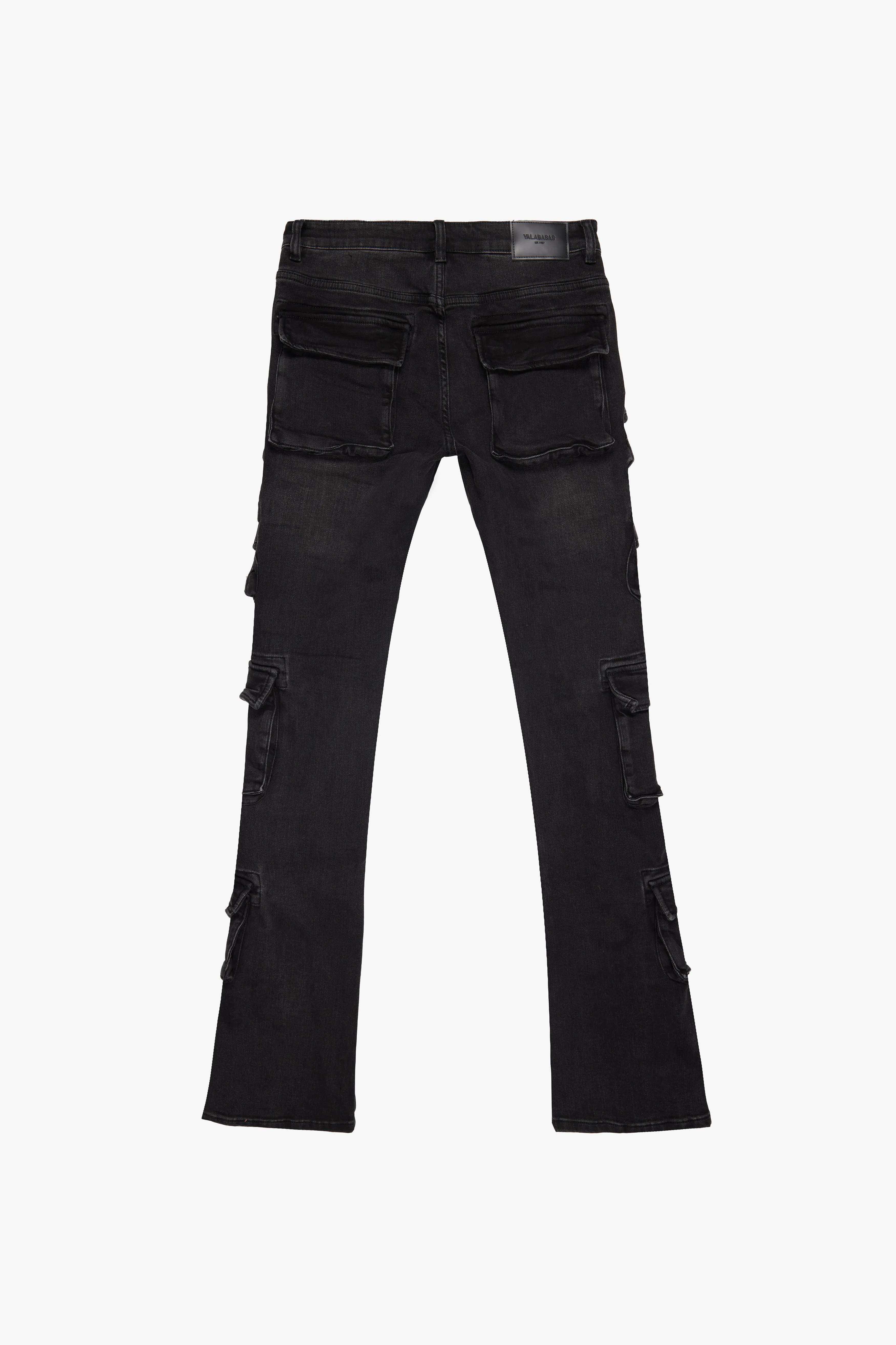 "PINNACLE” BLACK/GREY STACKED FLARE JEAN sold by valabasas product image thumbnail 3