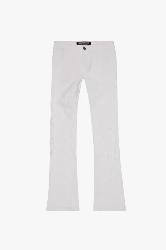 "V-STARS” WHITE STACKED FLARE JEAN sold by valabasas