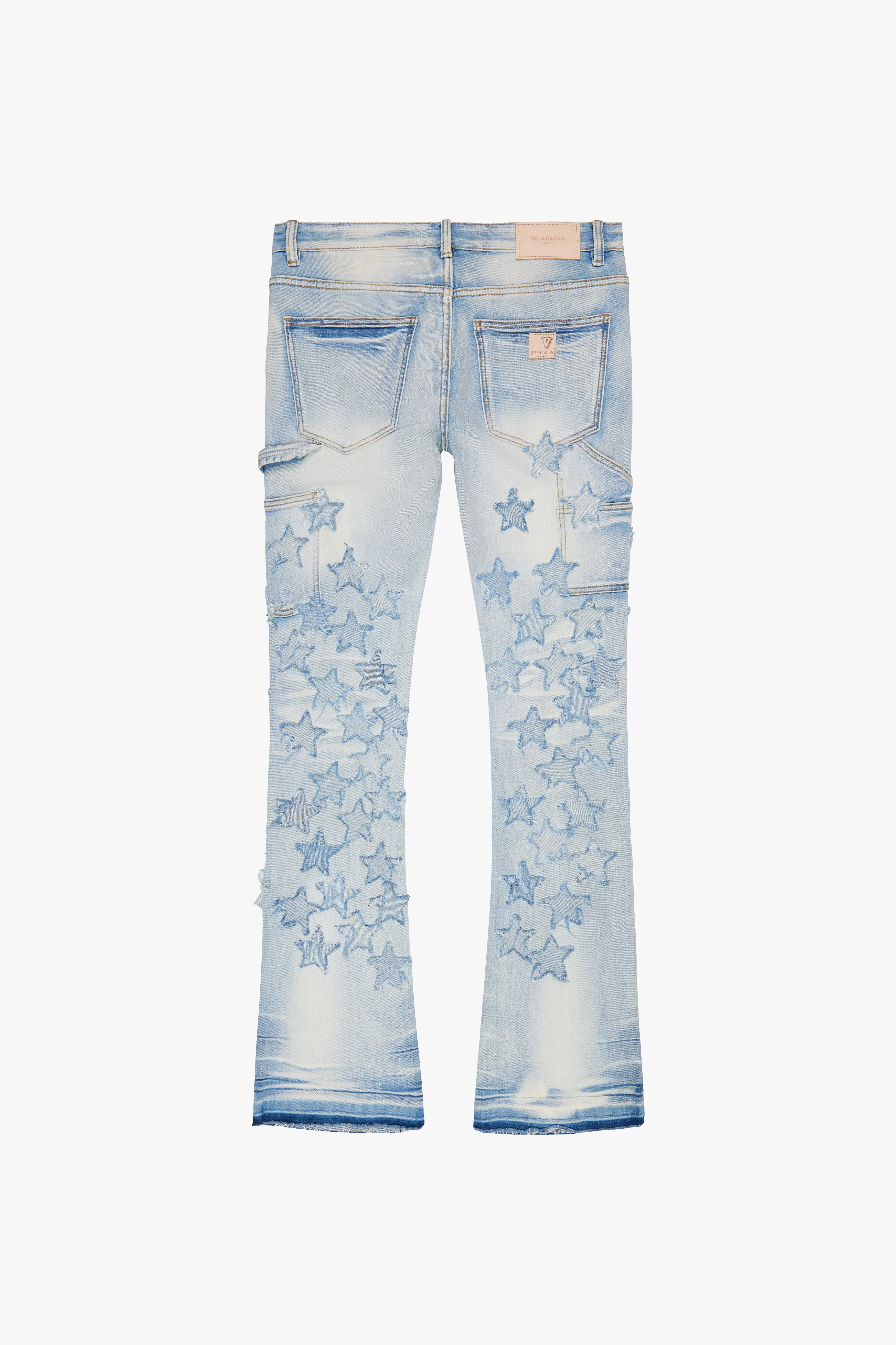 V-STARS” LT BLUE WASHED STACKED FLARE JEAN | Parallel