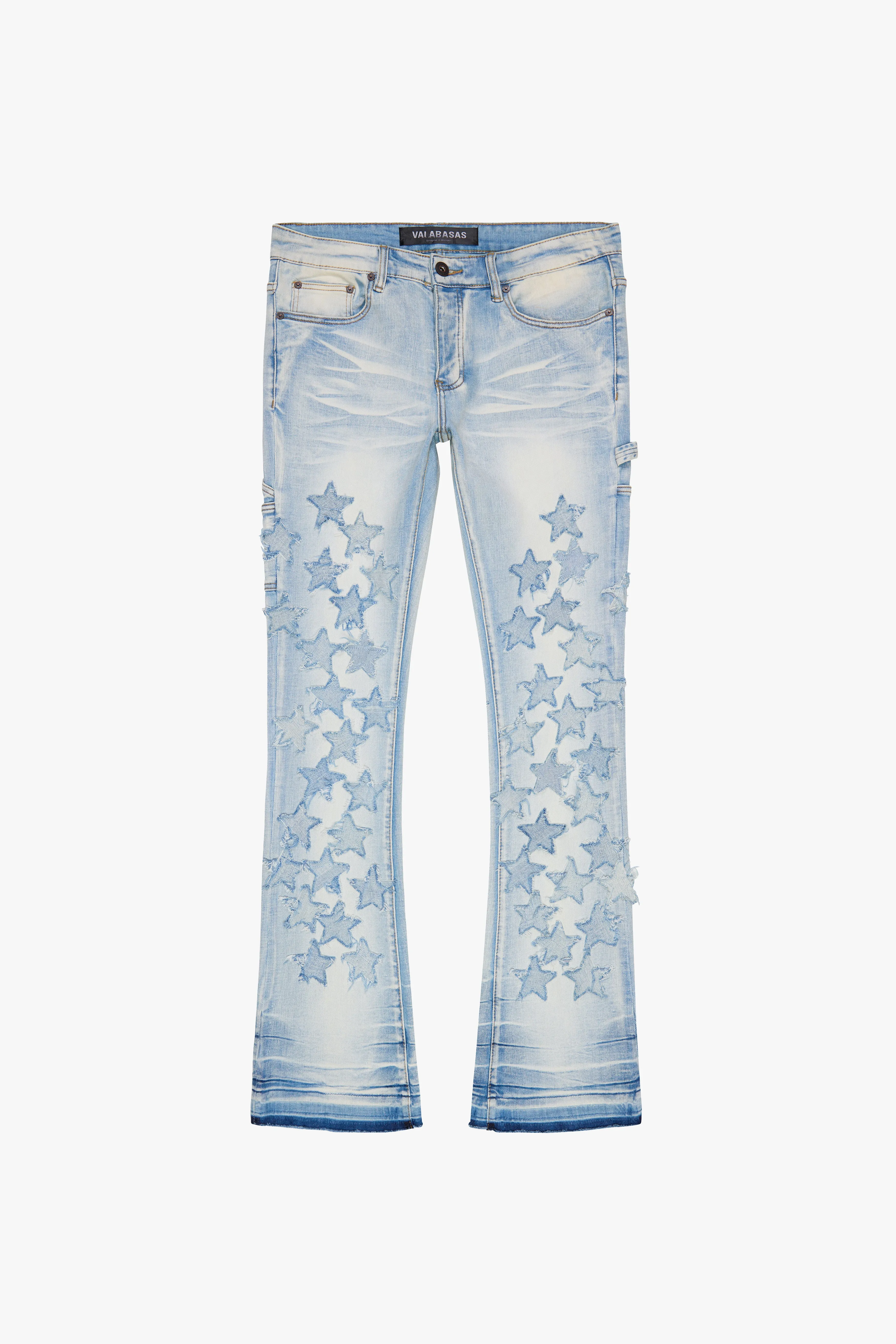 V-STARS” LT BLUE WASHED STACKED FLARE JEAN | Parallel