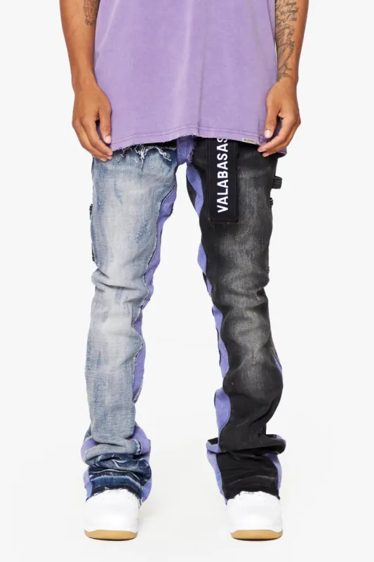 "CHICAGO" BLUE/BLACK WASH STACKED FLARE JEAN sold by valabasas