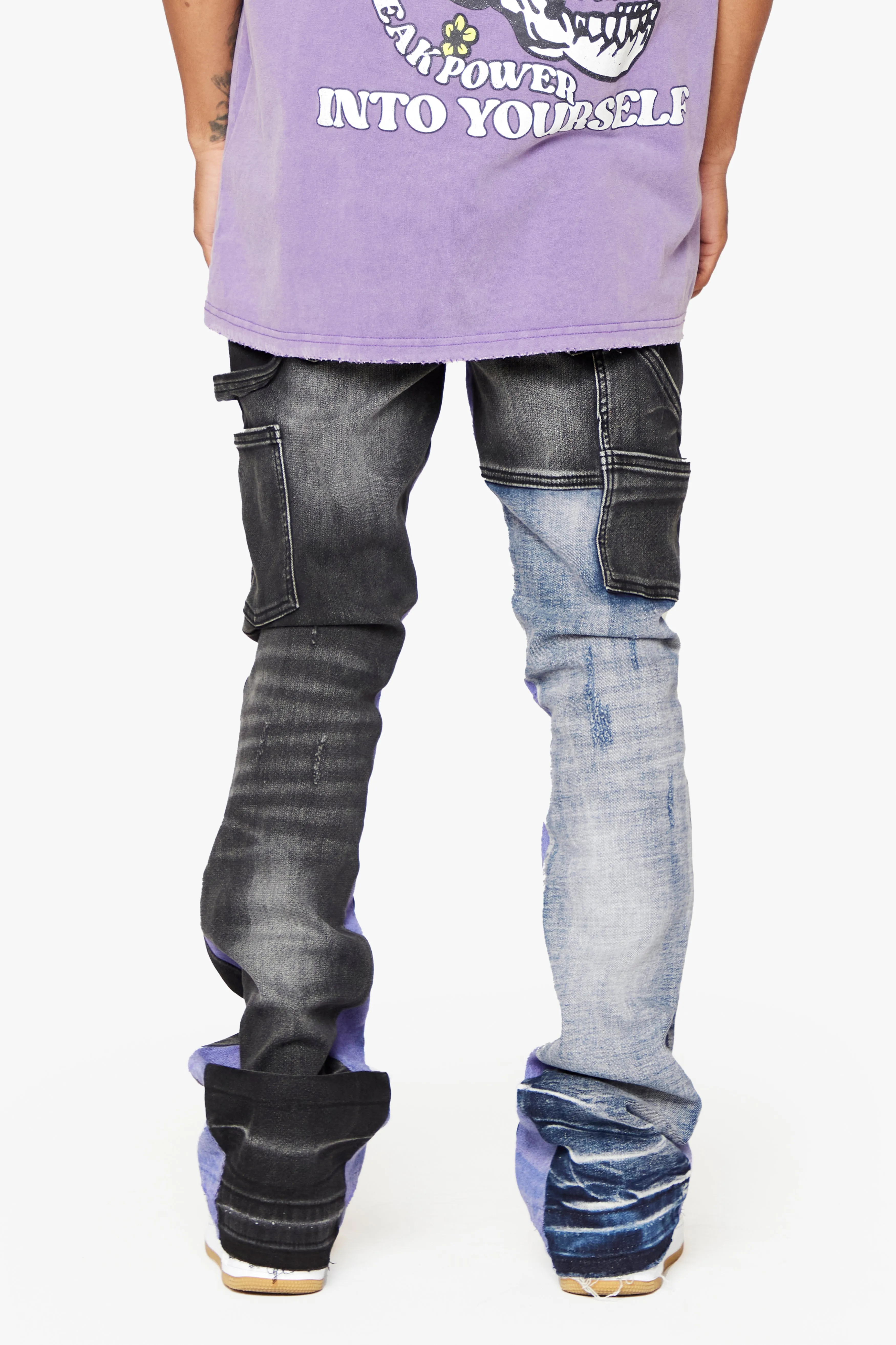 "CHICAGO" BLUE/BLACK WASH STACKED FLARE JEAN sold by valabasas product image thumbnail 2