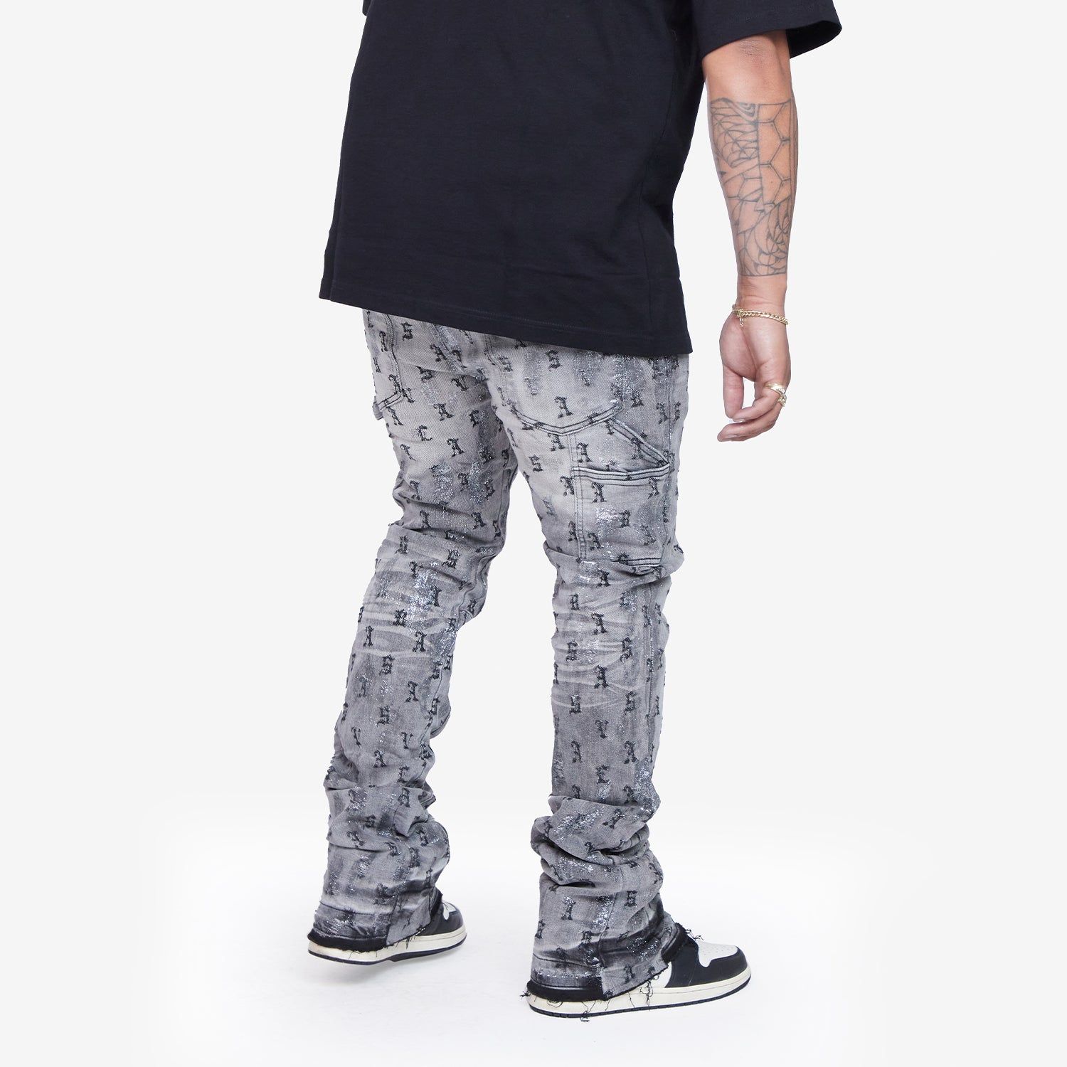 “AUDIO” GREY WASHED STACKED FLARE sold by valabasas product image thumbnail 2