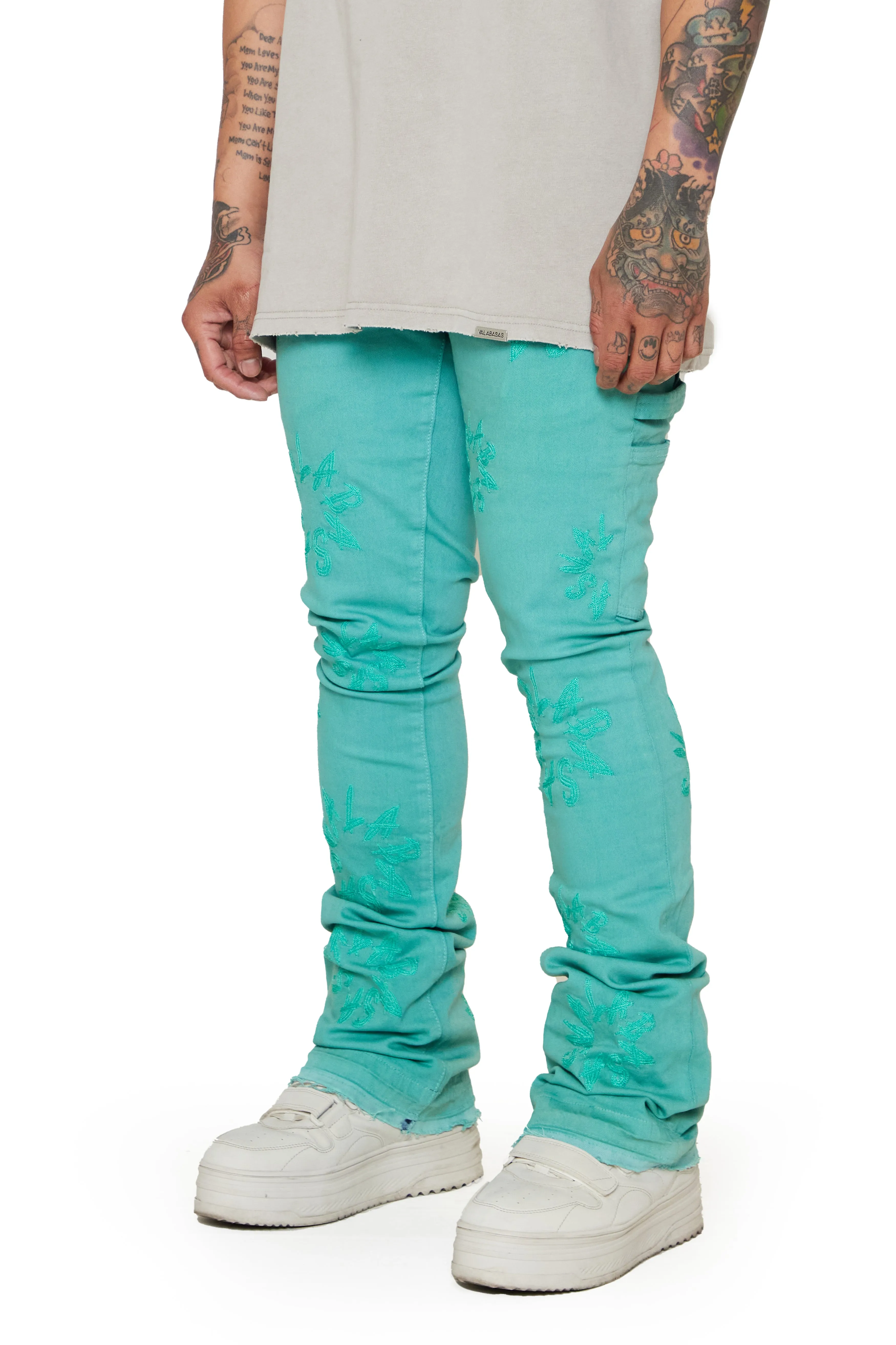 “ART” LIME STACKED FLARE JEAN sold by valabasas product image thumbnail 5