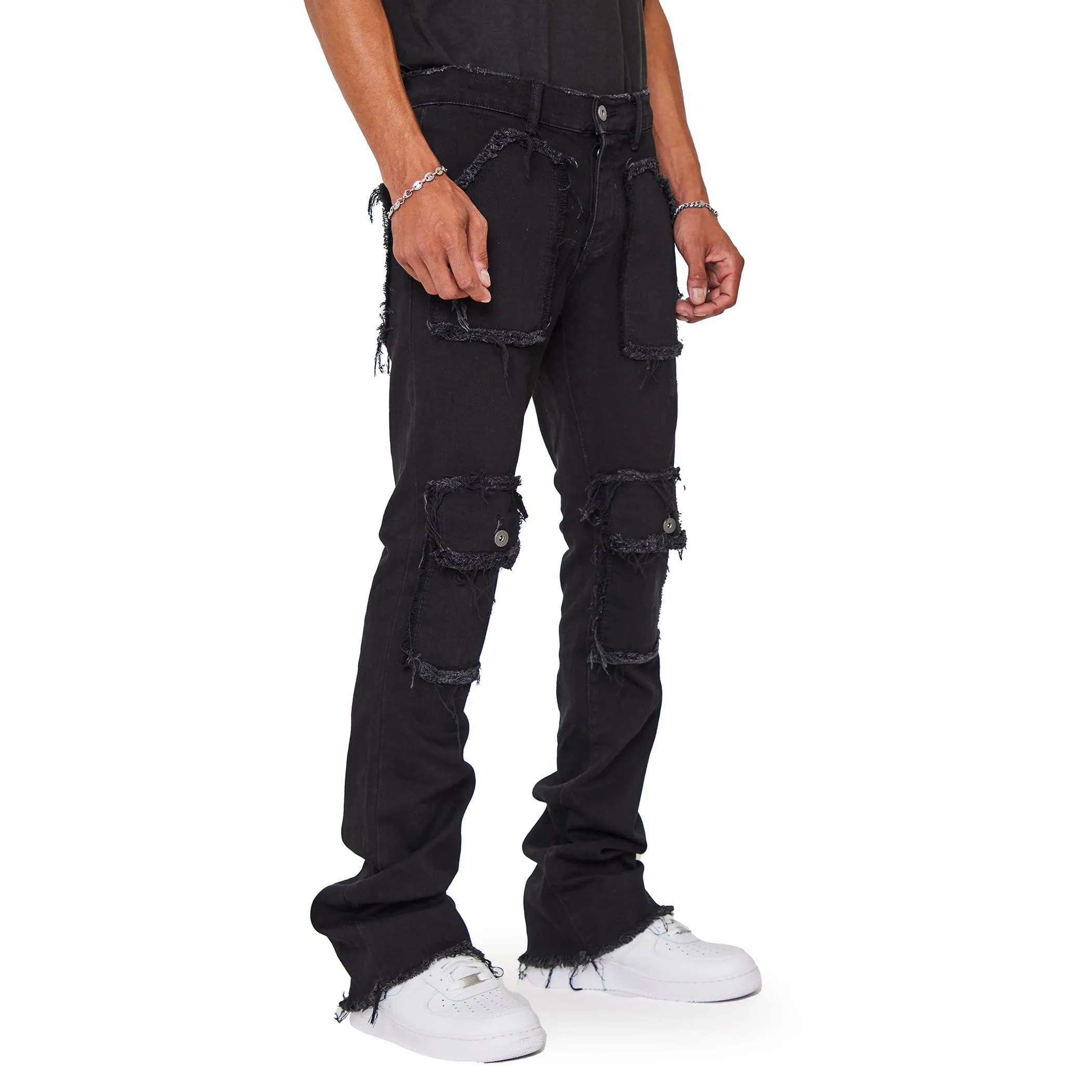 "V71'' BLACK STACKED FLARE JEAN sold by valabasas product image thumbnail 2