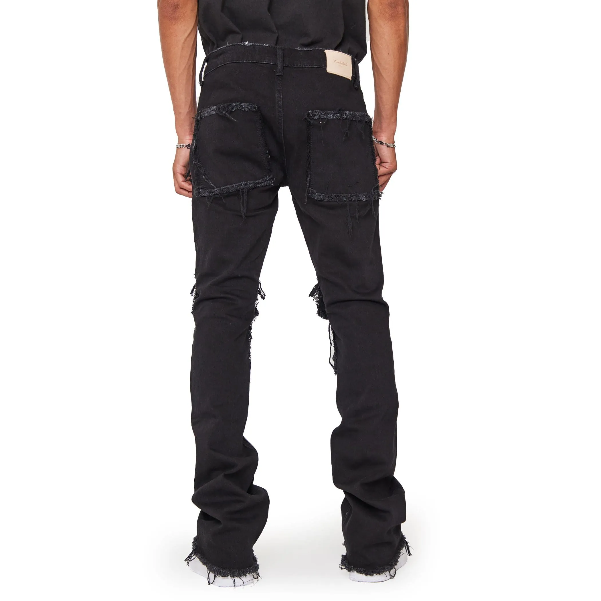 "V71'' BLACK STACKED FLARE JEAN sold by valabasas product image thumbnail 5