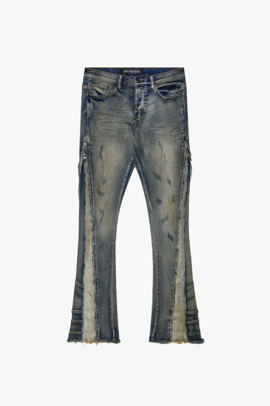 "ADAPT" VINTAGE V LT.BLUE STACKED FLARE JEAN sold by valabasas