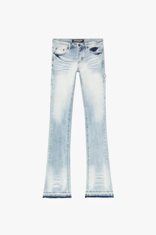"MR. EXTENDO" LIGHT BLUE WASH STACKED FLARE JEAN sold by valabasas