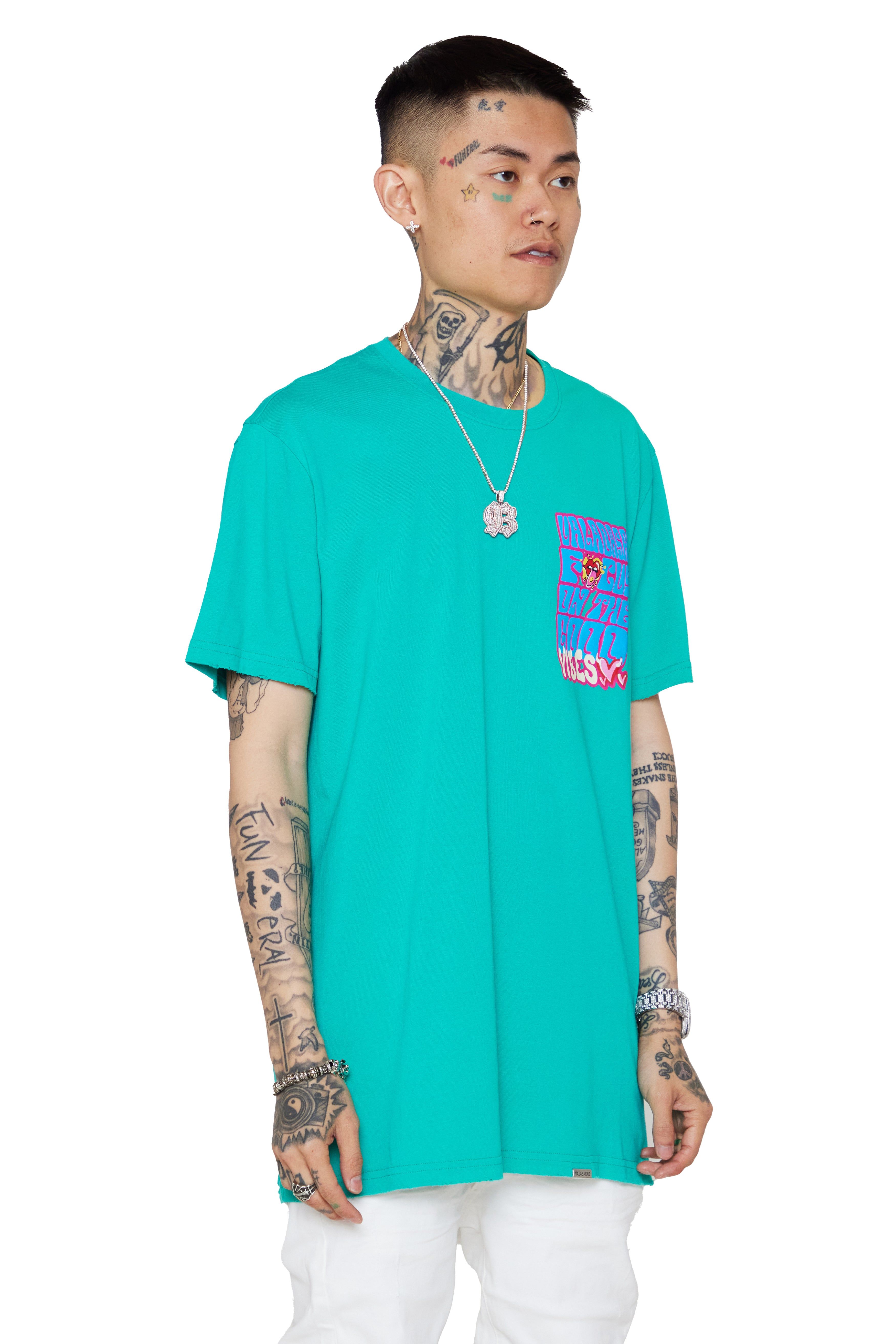 "GOOD VIBES" VINTAGE BRIGHT GREEN TEE sold by valabasas product image thumbnail 5