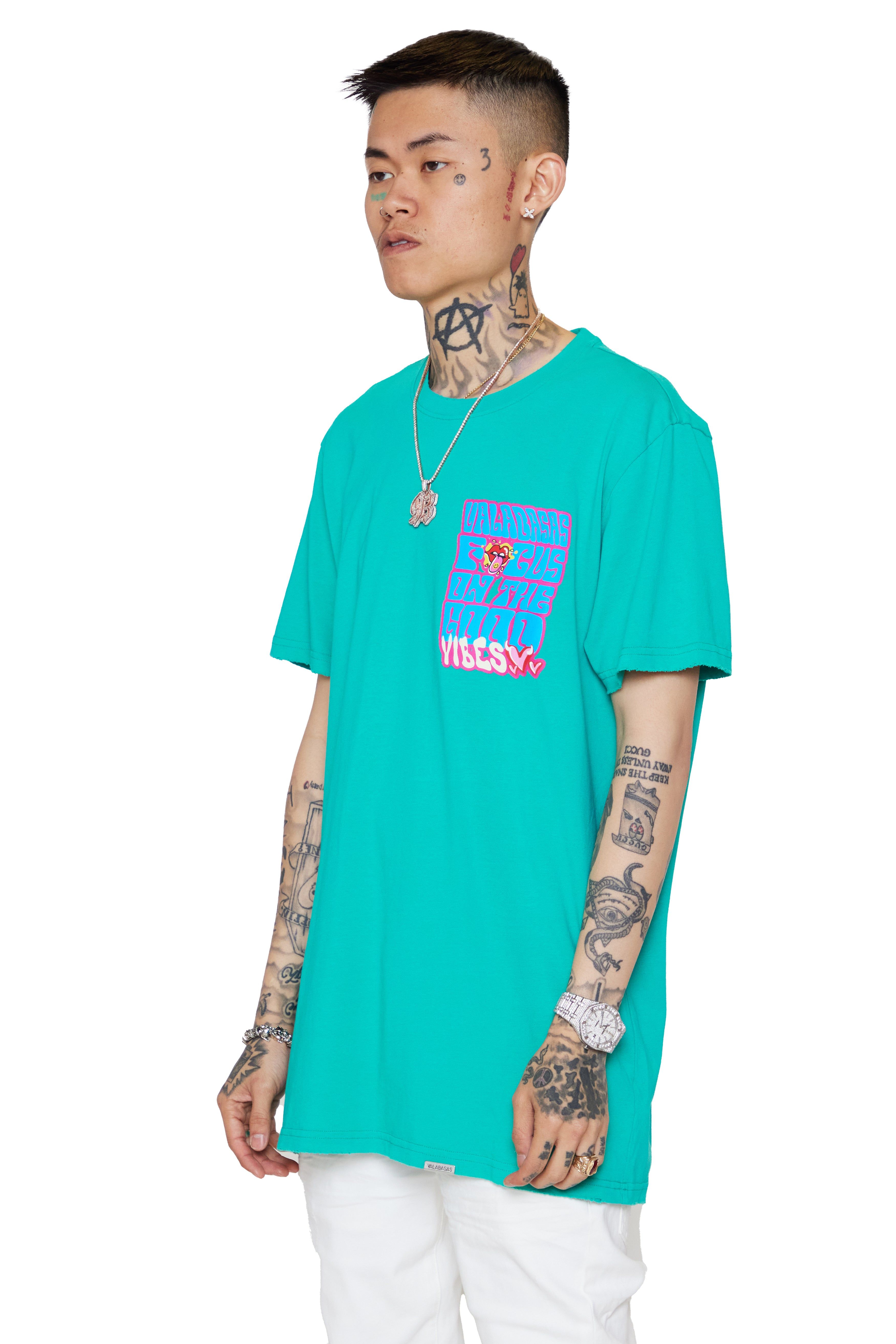"GOOD VIBES" VINTAGE BRIGHT GREEN TEE sold by valabasas product image thumbnail 4