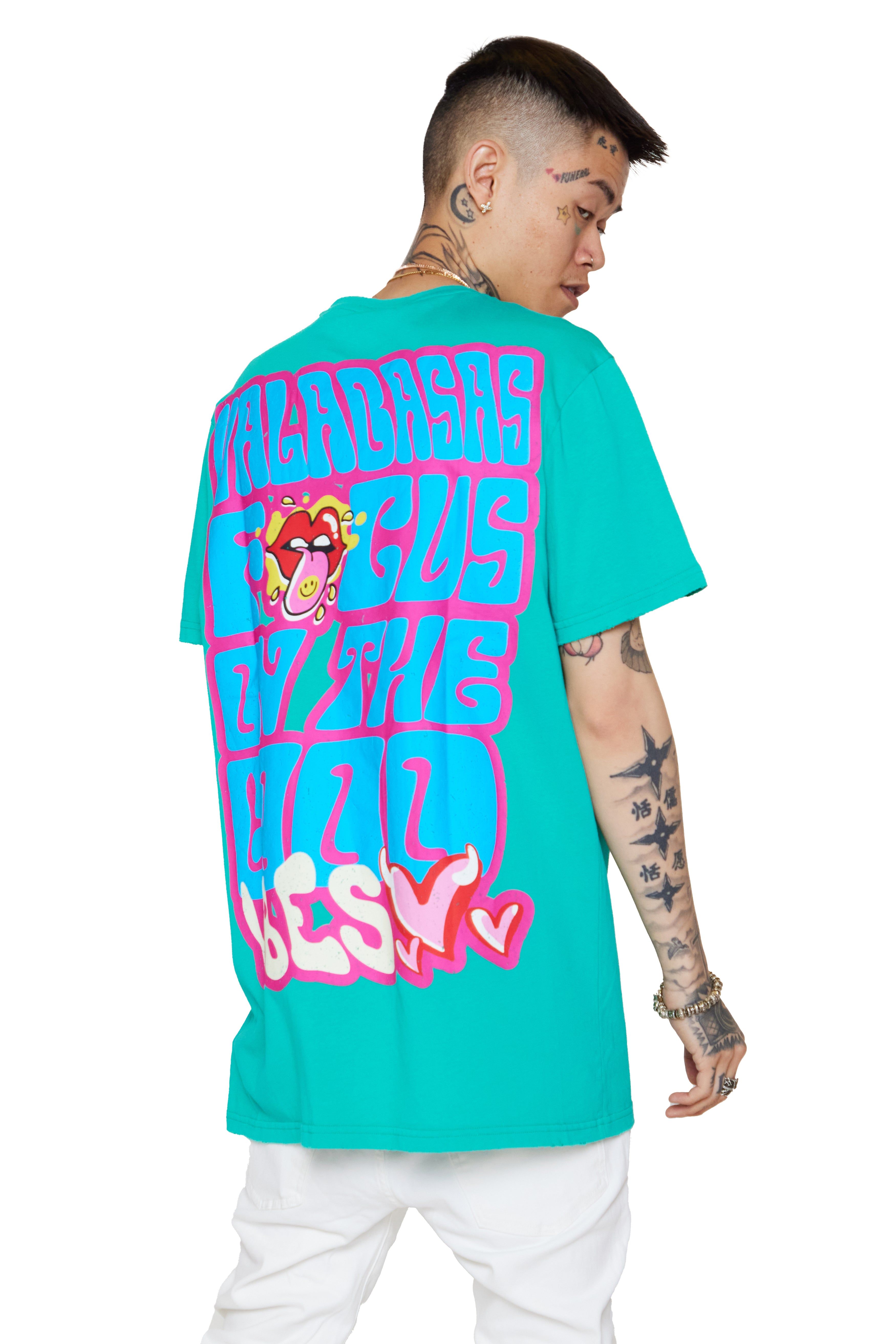 "GOOD VIBES" VINTAGE BRIGHT GREEN TEE sold by valabasas product image thumbnail 3